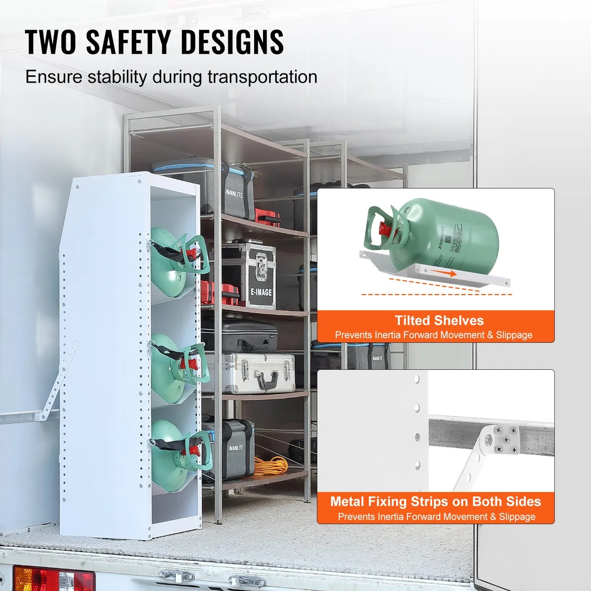 VEVOR Portabombole per Gas, 3 Pezzi Capacità 13-22,7 kg, Portabombole per Refrigerante 37x35,5x117 cm, Scaffale per Bombole di Gas per Freon, Gas, Ossigeno, Azoto, Refrigerante