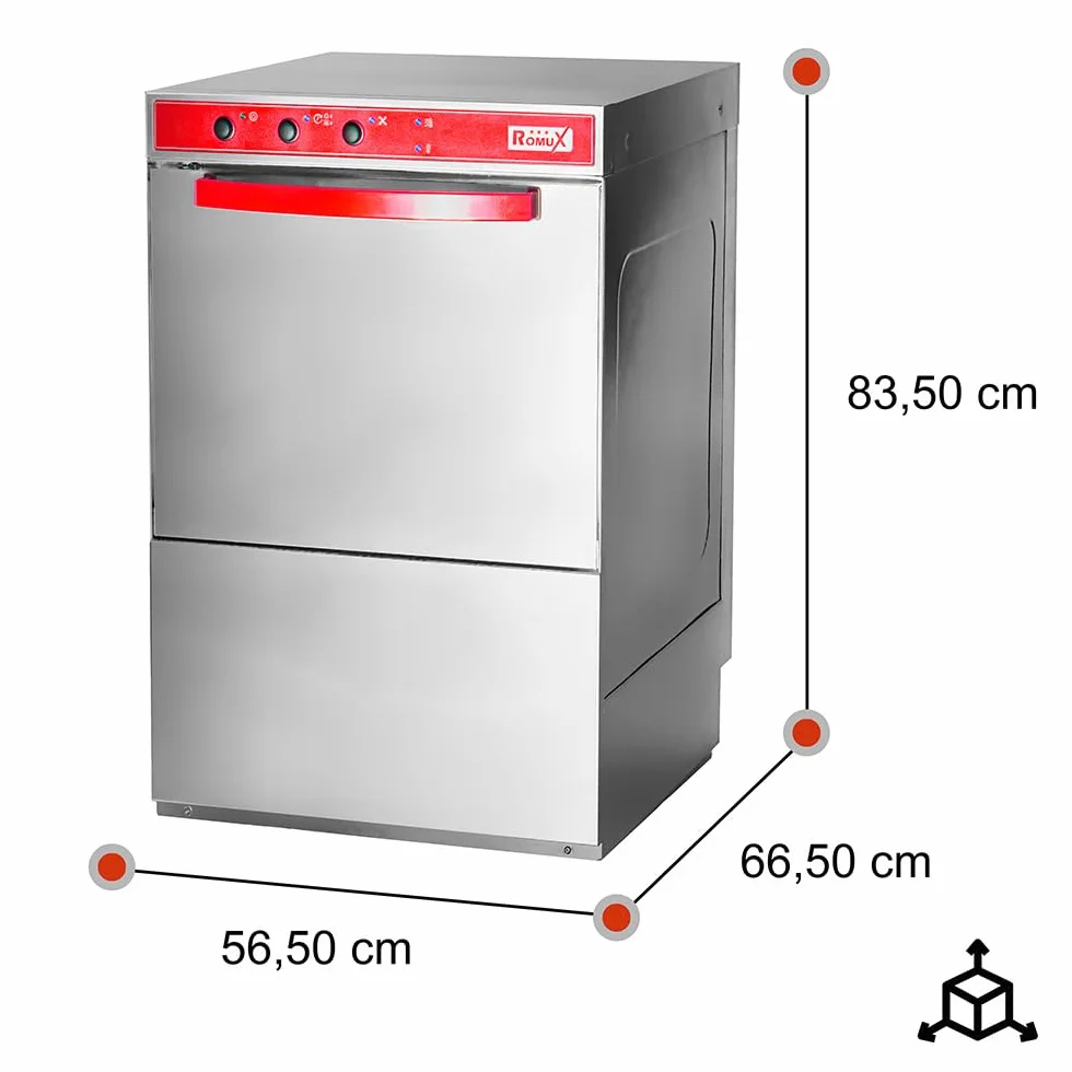 Lavastoviglie Professionale 50x50 cm con Pompa Brillantante, Detergente e Scarico | Lavastoviglie per Ristorazione | Lavastoviglie Industriale con Lavaggio Rapido per Bar e Ristoranti
