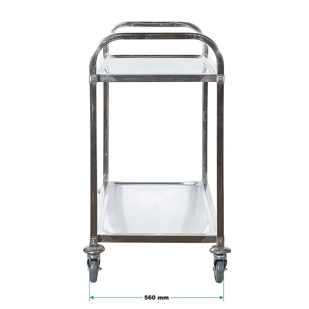 Wiltec Carrello portavivande in acciaio inox 2 ripiani freni max 150kg Carrello da cucina