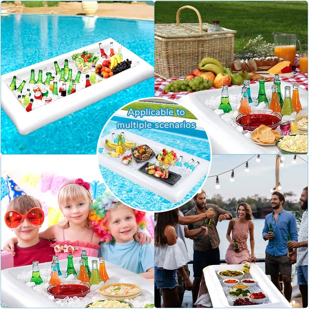 Bar Galleggiante da Piscina, Servizio Gonfiabile Insalata Barra, Buffet Gonfiabile per Raffreddamento con Tappo di Scarico, per Birra Insalata Spuntini Bevande per Feste Festa Estiva Bar