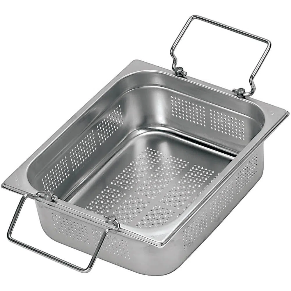 Sambonet Bacinella Forata Maniglie Snodate GN 1/1. Acciaio Inox. 53,00x32,50x20,00 cm