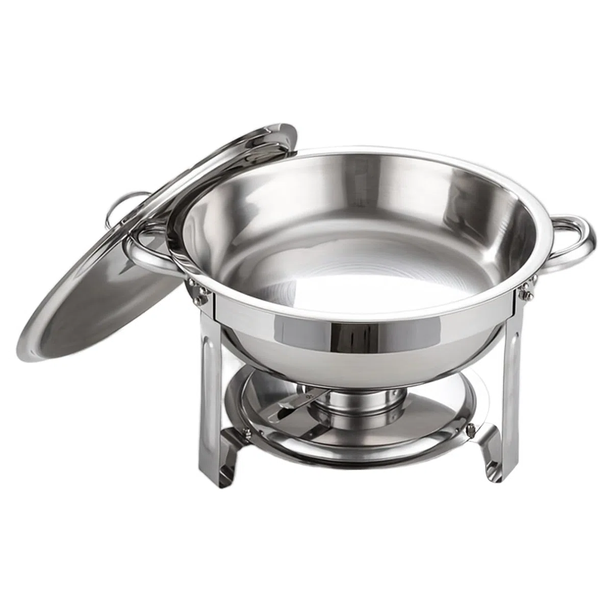 Chafing Dish Buffet - Set di 2 ciotole rotonde in acciaio inox con porta coperchio, design impilabile per feste, Natale, eventi di catering