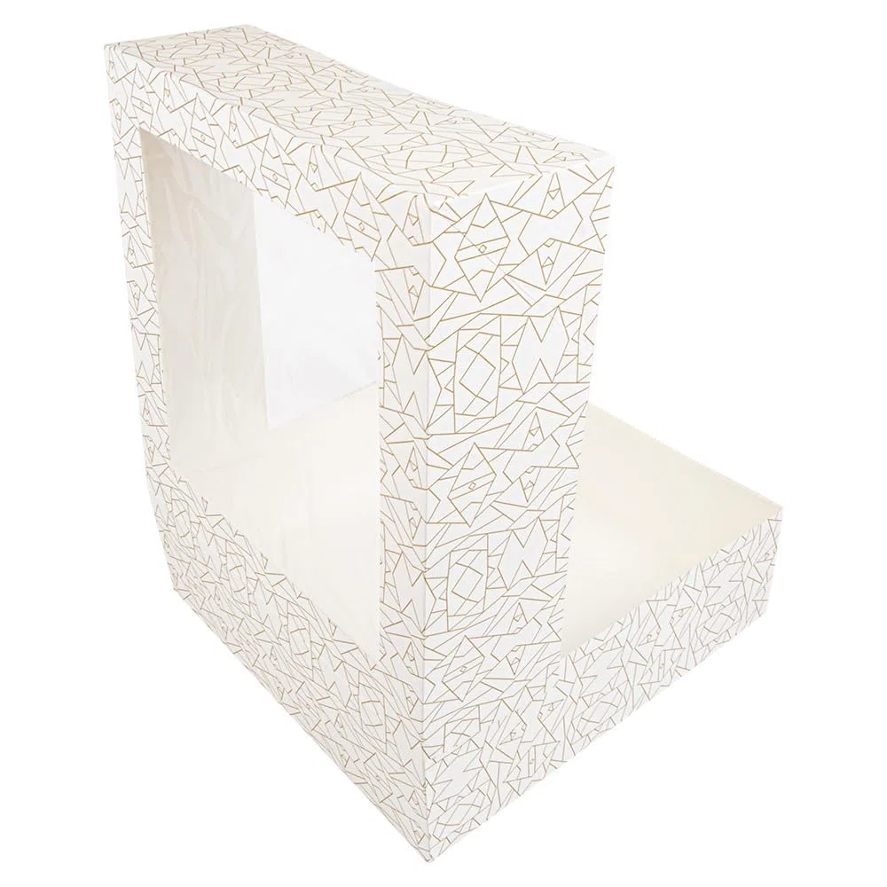 50 pezzi - Scatole per pasticceria con finestra 'Thepack' 250 g/M2 + Opp 32 x 32 x 10 cm bianco cartone ondulato Nano-Micro