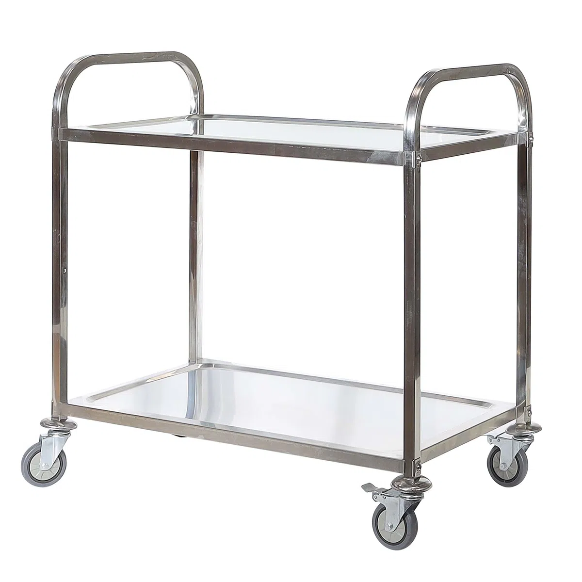 Wiltec Carrello portavivande in acciaio inox 2 ripiani freni max 150kg Carrello da cucina