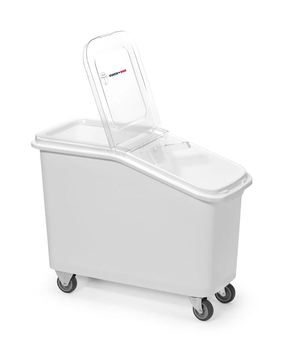 HENDI Carrello per ingredienti, Amerbox, contenitore di stoccaggio per ingredienti secchi, trasporto porta farina, zucchero, sale, cereali, riso, 62L, 345x720x(H)570mm, bianco, polipropilene