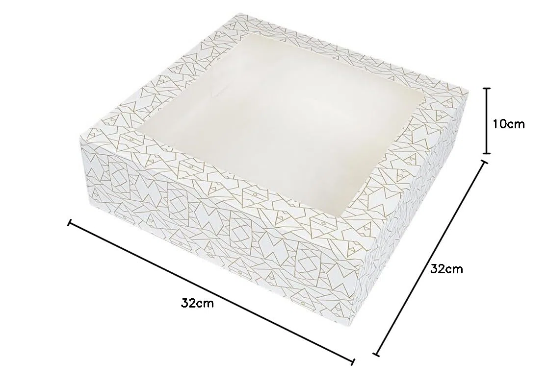 50 pezzi - Scatole per pasticceria con finestra 'Thepack' 250 g/M2 + Opp 32 x 32 x 10 cm bianco cartone ondulato Nano-Micro