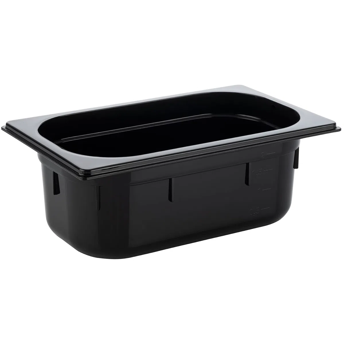 APS 82073 GN 1/4 Contenitore Gastronorm, in policarbonato, dimensioni 265 x 162 mm/altezza 100 mm/volume 2,5 litri, nero