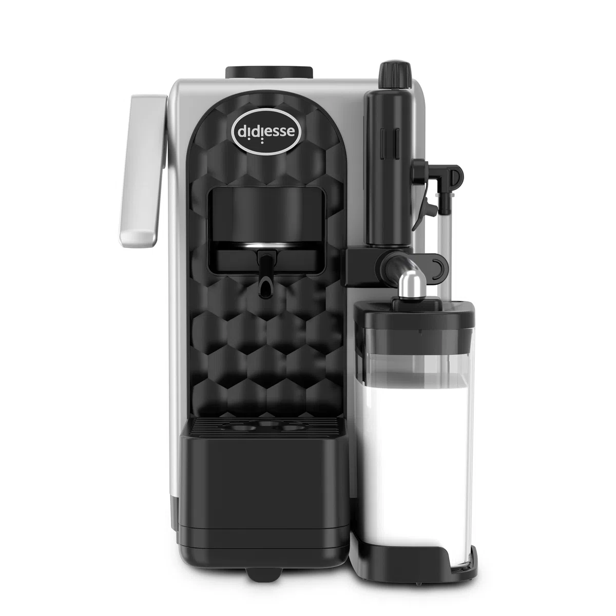Didiesse MilkSide Macchina Caffè Espresso a Cialde e Latte Caldo, Cappuccinatore, Ampio Serbatoio Acqua da 1.3 L, Consumi 1850W, Funzione Stand-by (Colore Silver)