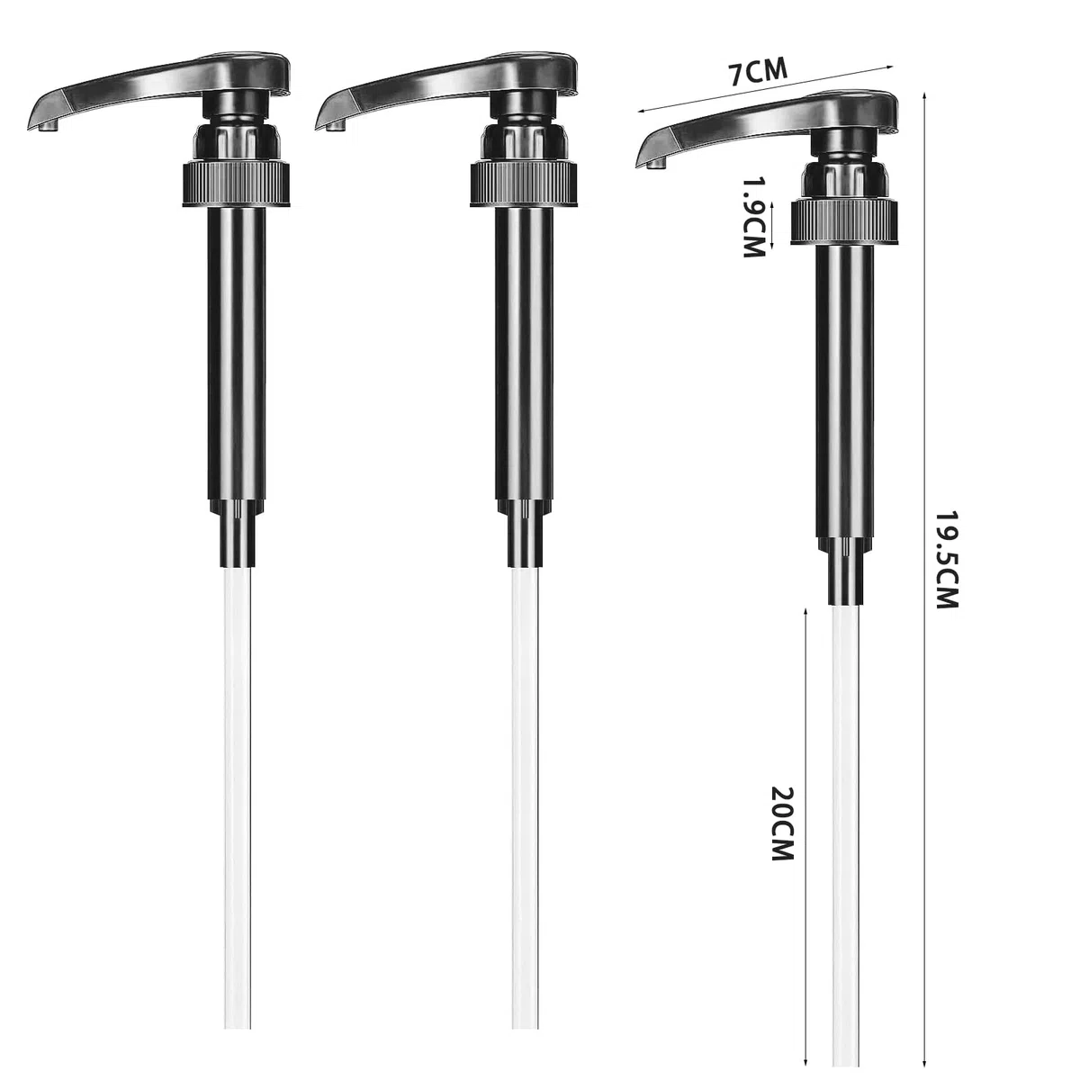 NUOOO Dispenser a pompa per sciroppo per bottiglia da 1 l, nero (5 pezzi), in plastica alimentare, ampie applicazioni, compatibile con varie marche