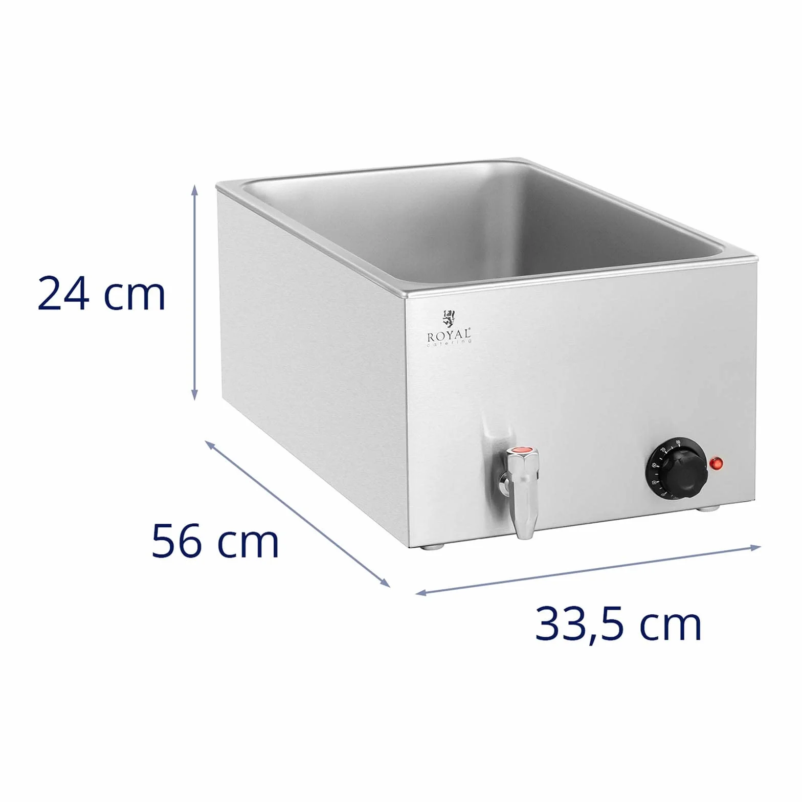 Royal Catering RCBM_GN1/1 Bagnomaria professionale 600 W GN 1/1 Senza contenitore Rubinetto di scarico