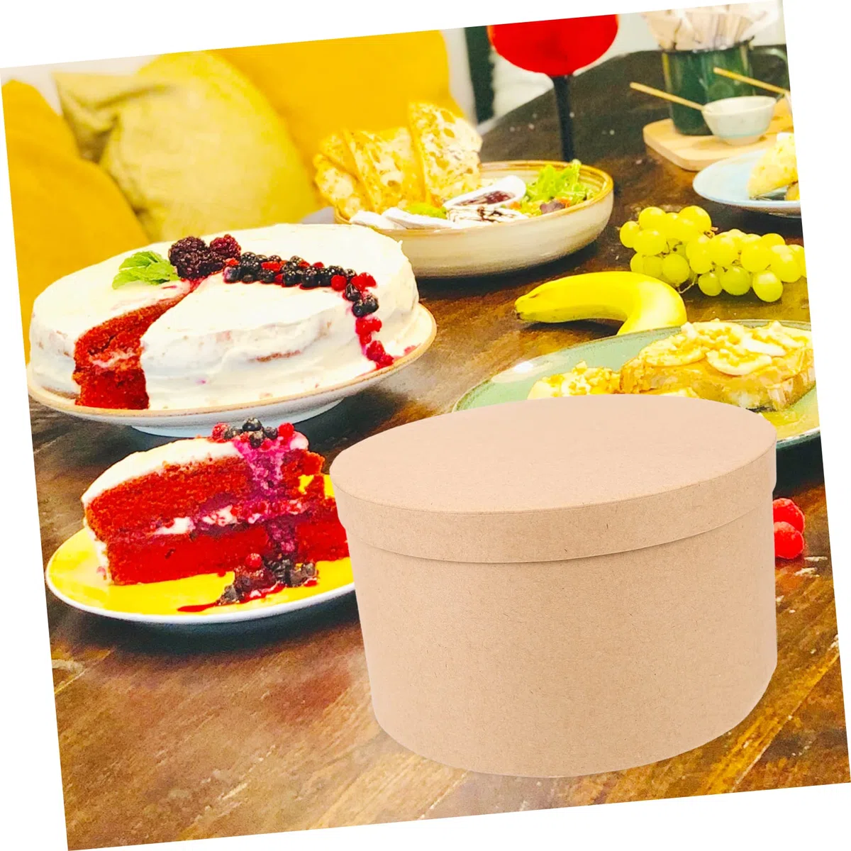FOMIYES Scatola Rotonda Contenitore Multiuso per Dolci e Biscotti in Carta Kraft per Conservare Pasticcini Superficie Liscia per Torte e Cupcake