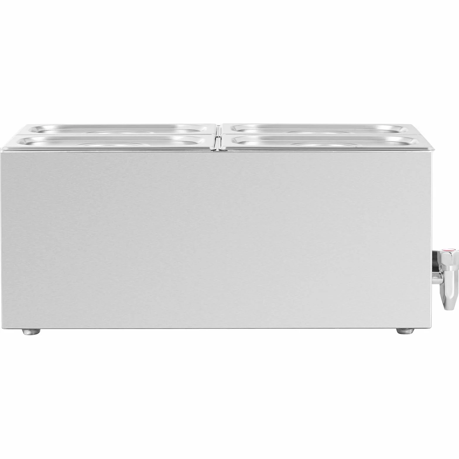 Royal Catering RCBM_GN1/4 Bain Marie 600 W 4 GN 1/4 rubinetto di scarico per bagnomaria scaldavivande