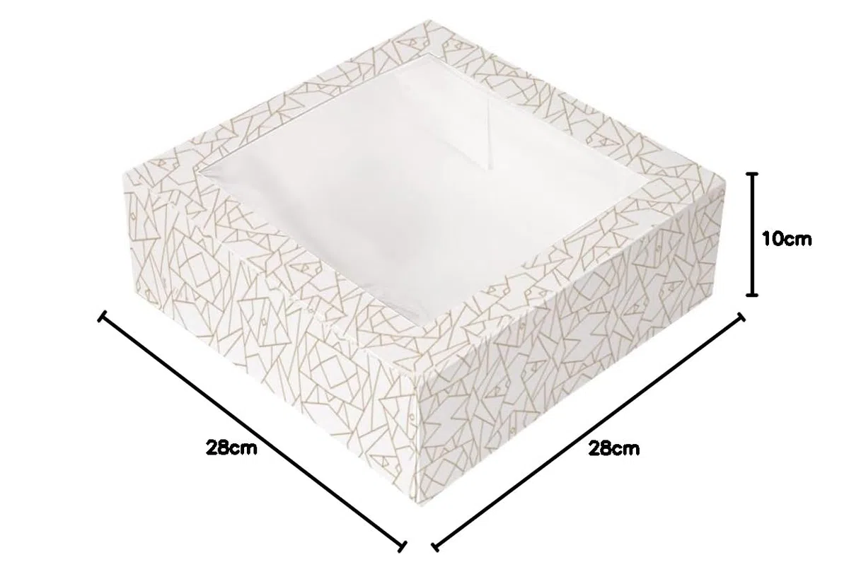 50 pezzi - Scatole per pasticceria con finestra 'Thepack' 250 g/M2 + Opp 28 x 28 x 10 cm bianco cartone ondulato Nano-Micro