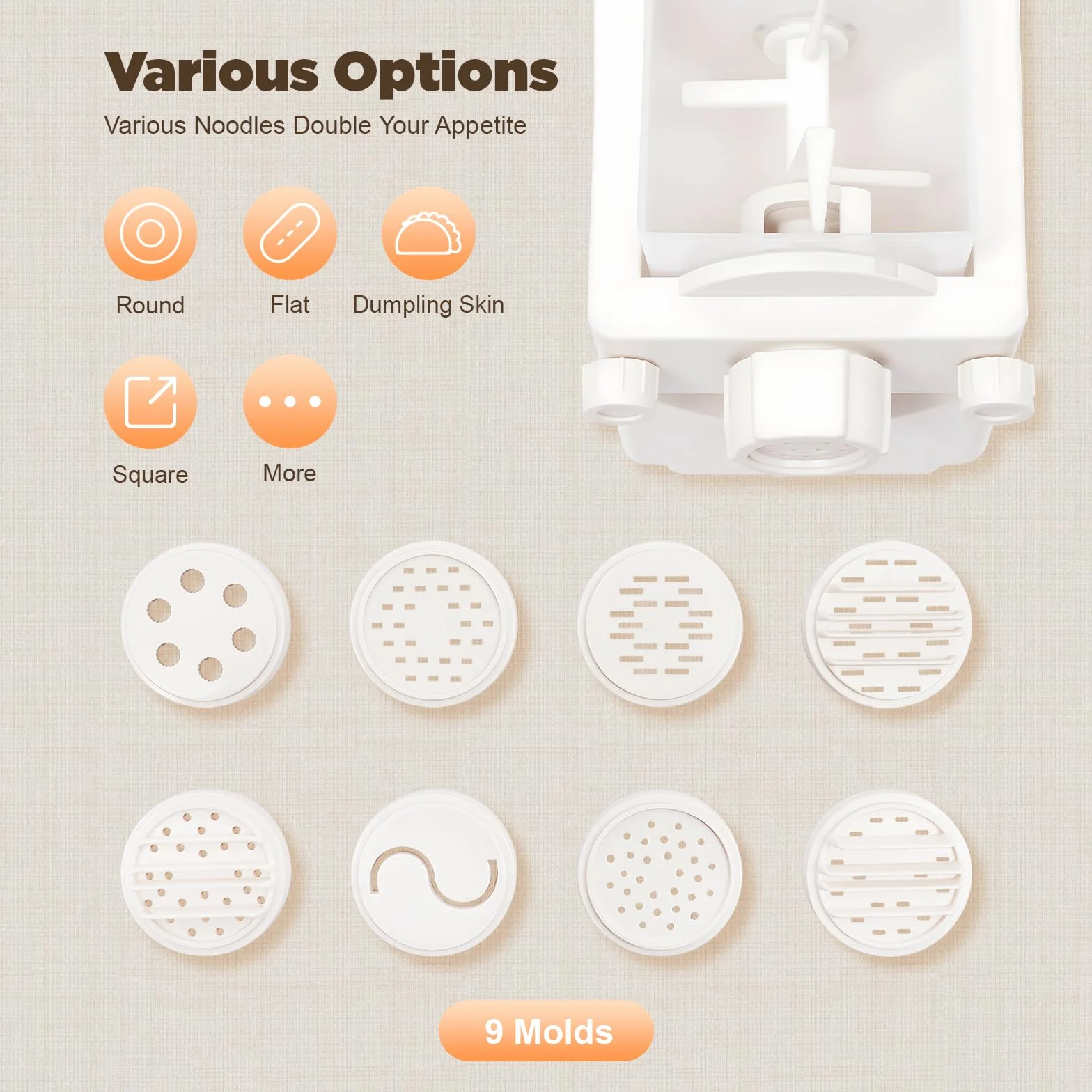 Macchina per la Pasta Elettrica, 260W Completamente Automatica con 9 Trafile, Pasta Maker, Macchina Automatica per Spaghetti, Pasta, Ravioli, Fino a 500g di Farina,Processo di Impastamento di 3 Minuti