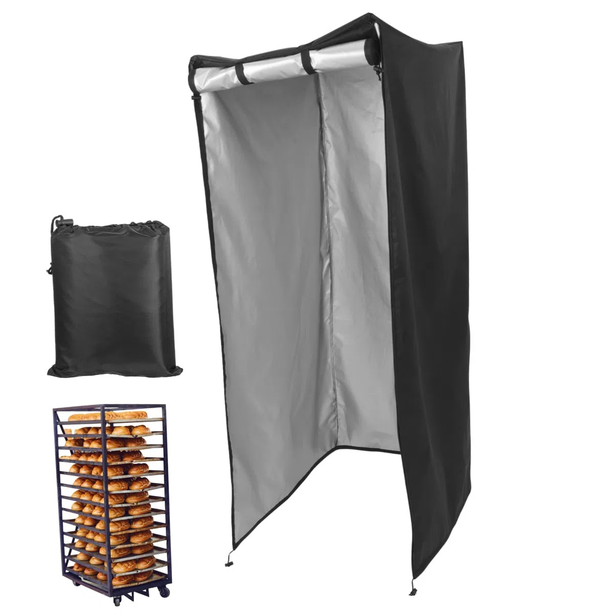 Copertura per Carrello Portateglie in Tessuto Oxford Nero Protezione Resistente e Pieghevole per Forni da Panetteria Facile da Installare con Chiusura Zip per Uso in Cucina e