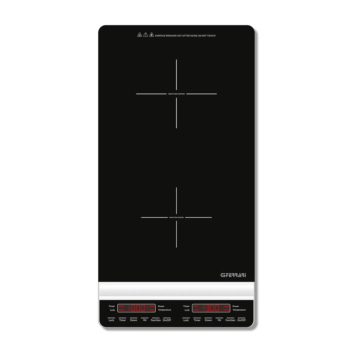 G3 Ferrari G10139 Dinamiko Deep Piastra ad Induzione Doppio Verticale, Design Slim 50cm, Timer 3 ore, 3100 W, Vetro, Regolazione potenza, Comandi Soft-touch