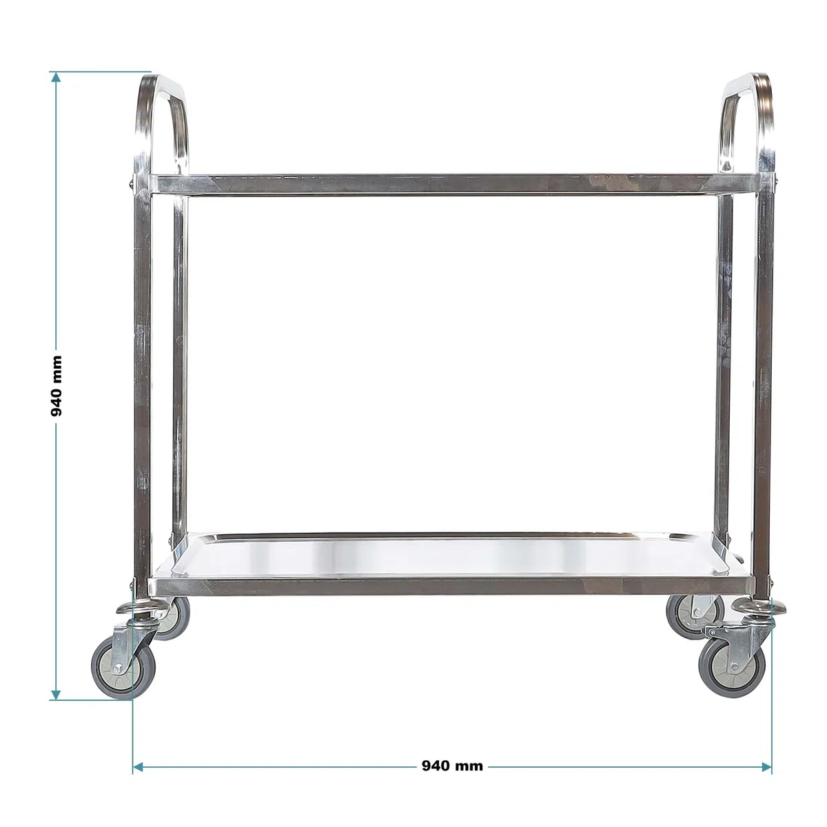 Wiltec Carrello portavivande in acciaio inox 2 ripiani freni max 150kg Carrello da cucina