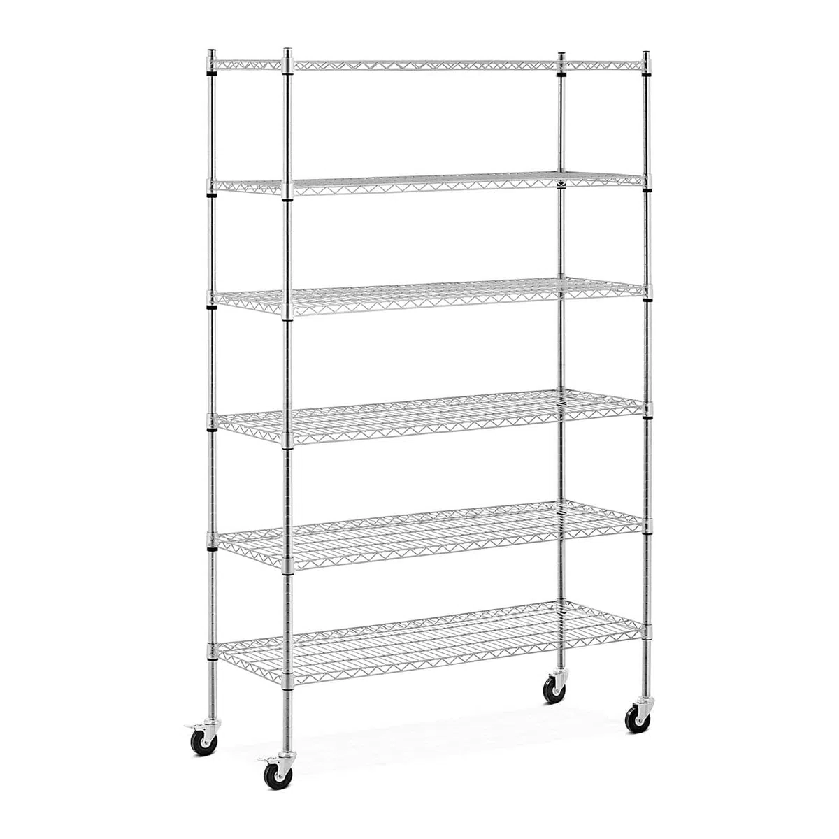 Royal Catering Scaffale su ruote, 120 x 45 x 190 cm, 6 ripiani (119,5 x 44,8 cm), 90 kg, 4 ruote (3''), in acciaio al carbonio, montaggio senza attrezzi, in metallo