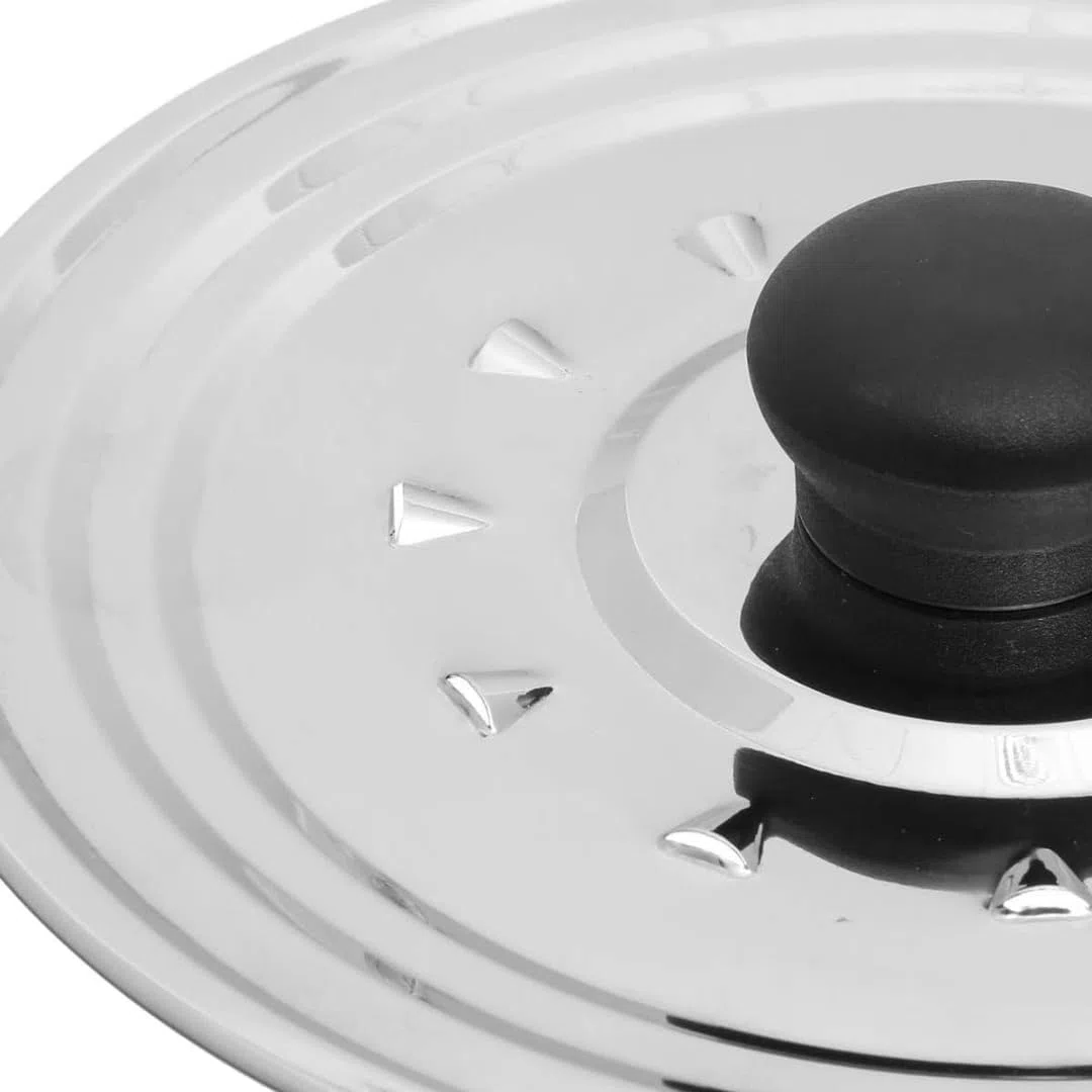 PARENCE.- Coperchio universale in acciaio inox 28-30-32 cm – Coperchio per pentole e padelle con fori di ventilazione e manico ergonomico – Grandi dimensioni e alta resistenza