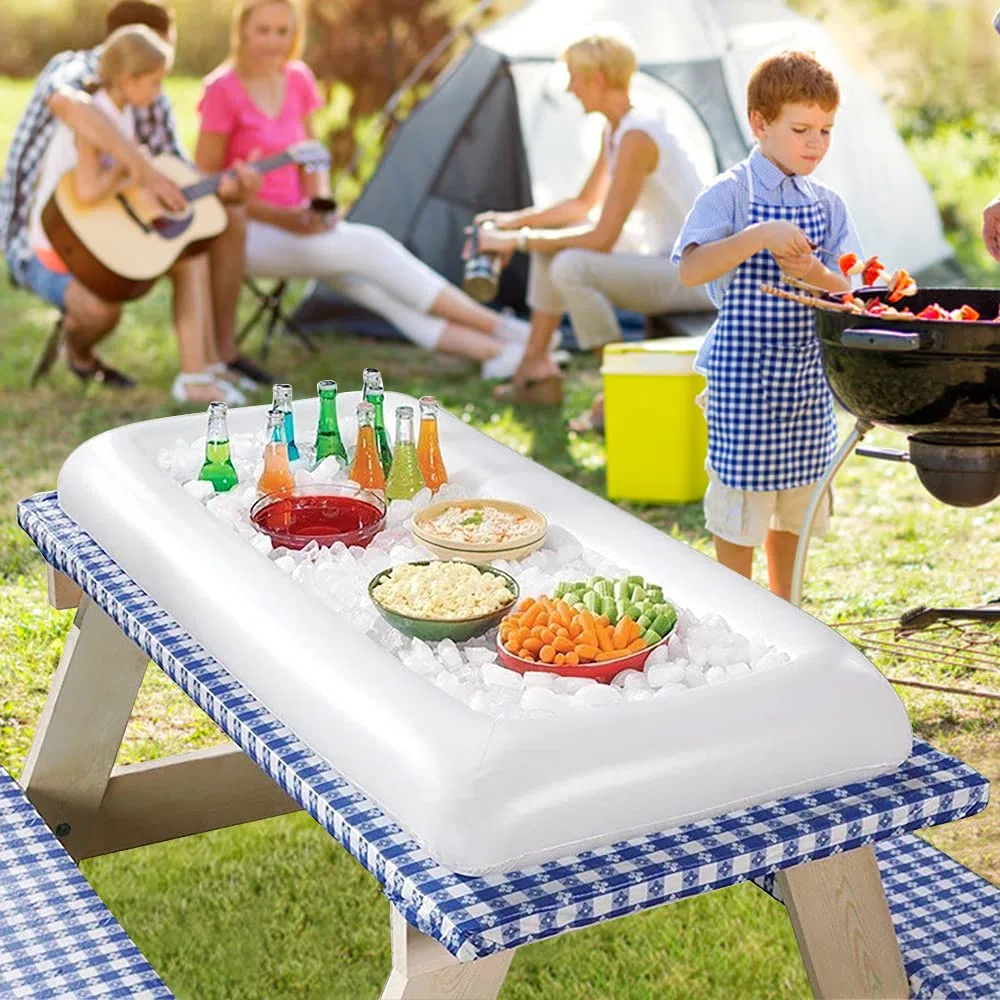 Bar Galleggiante da Piscina, Servizio Gonfiabile Insalata Barra, Buffet Gonfiabile per Raffreddamento con Tappo di Scarico, per Birra Insalata Spuntini Bevande per Feste Festa Estiva Bar
