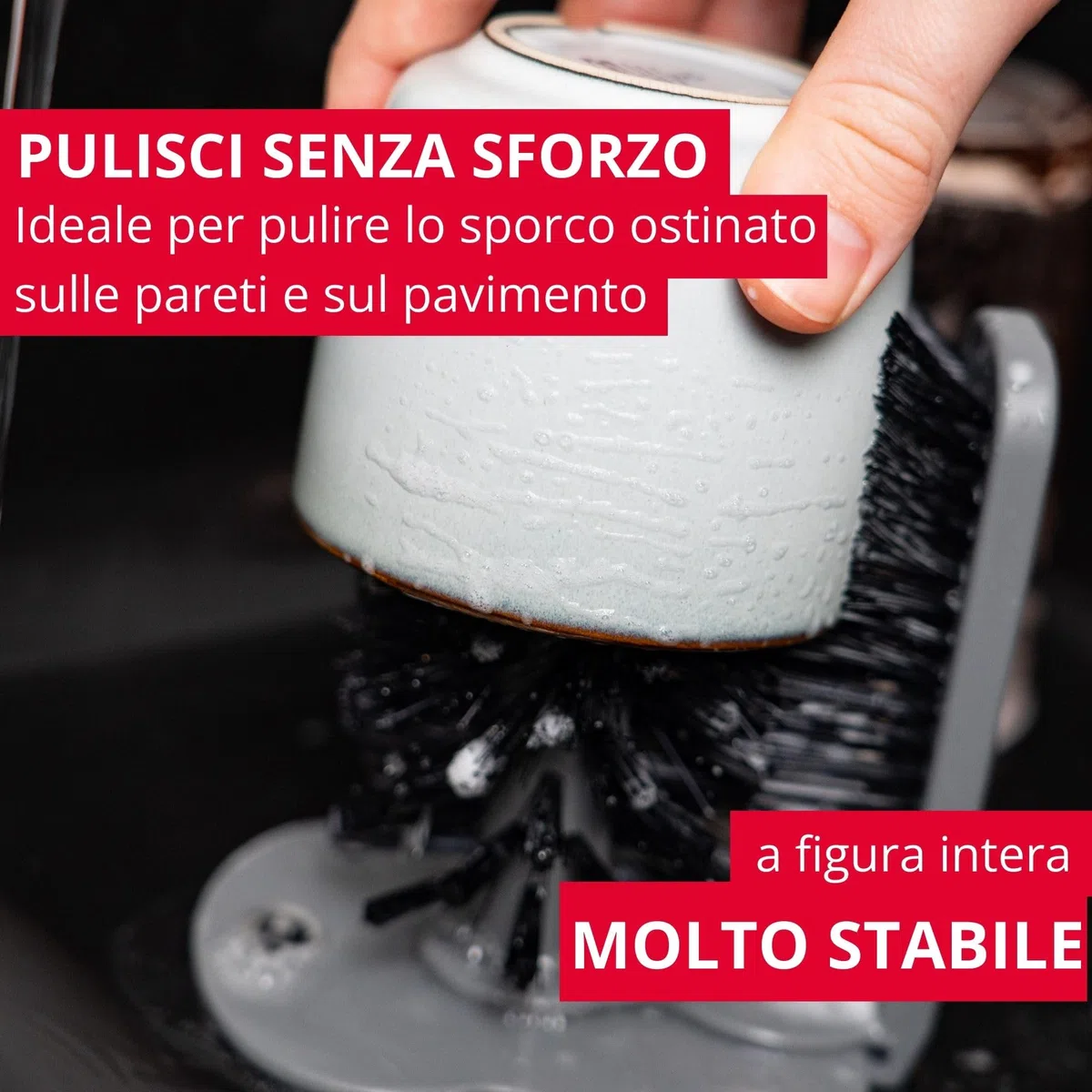 Westmark spazzola per lavare bicchieri, base a ventosa - Pratica spazzola per pulizia facile di bicchieri, non scivola, per ristorazione o accessorio per privati - senza BPA