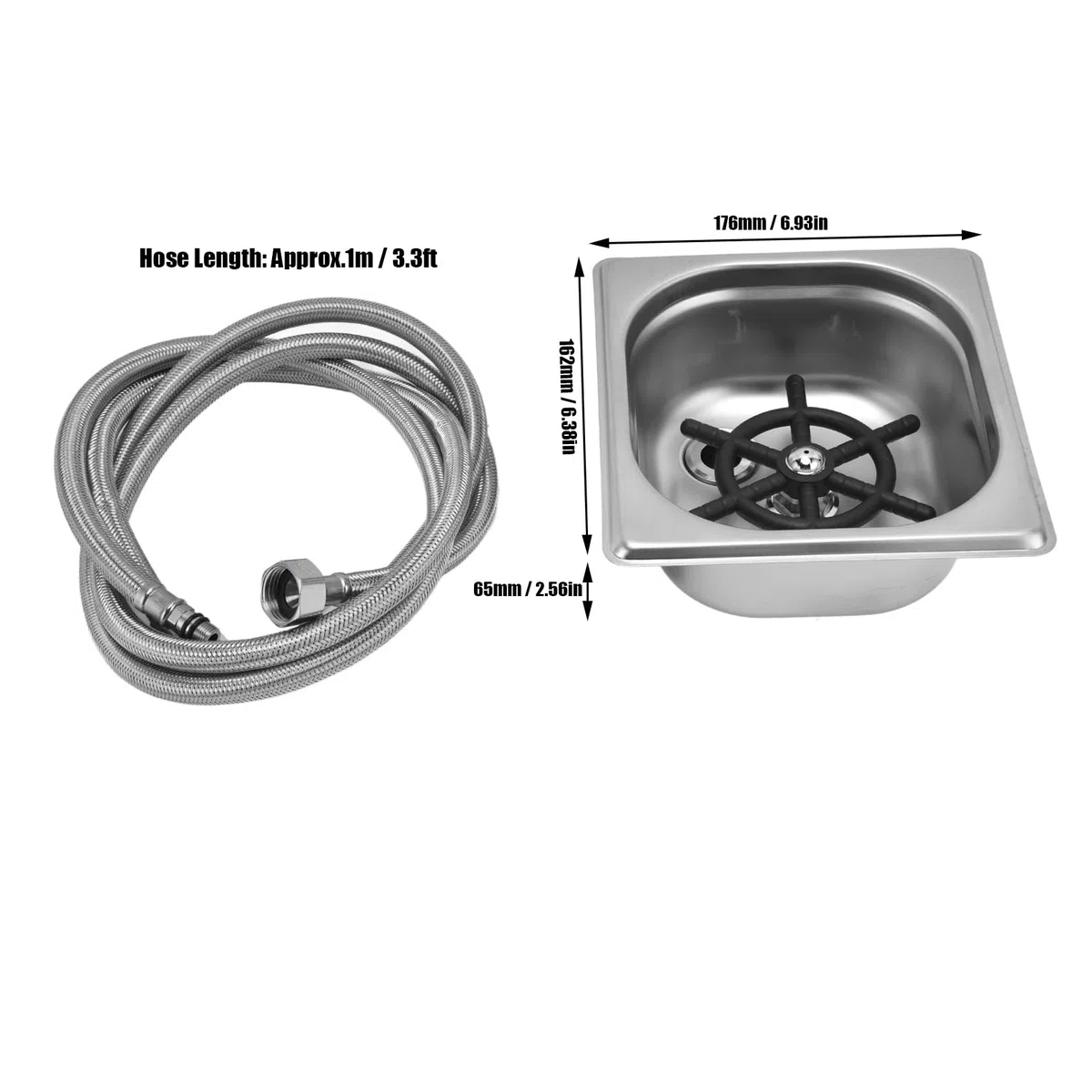 Sciacquatrice per Bicchieri, Lavabicchieri Automatica, Lavabottiglie in Vetro Ad Alta Pressione, Accessori per Lavelli da in Acciaio Inossidabile per Cucine da Laboratorio per Uso(D'argento)