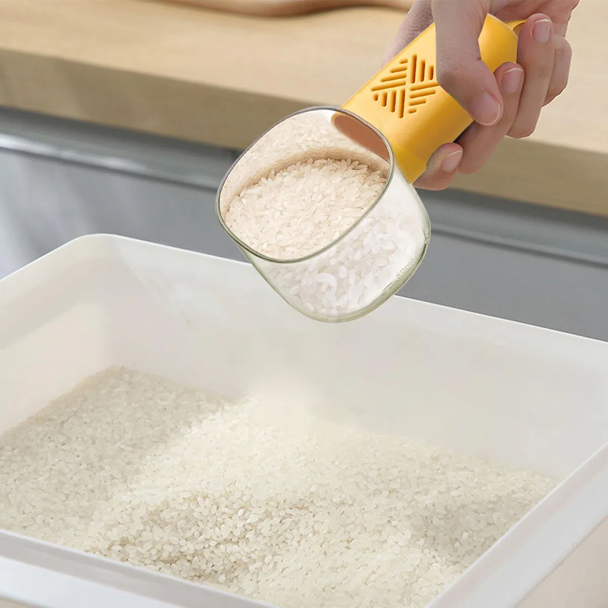 Misuratore di riso, misurino per misurare il riso, con graduazioni chiare, cucchiaio di misurazione degli alimenti, per cottura, pasticceria, campeggio, preparazione dei pasti, ristorante