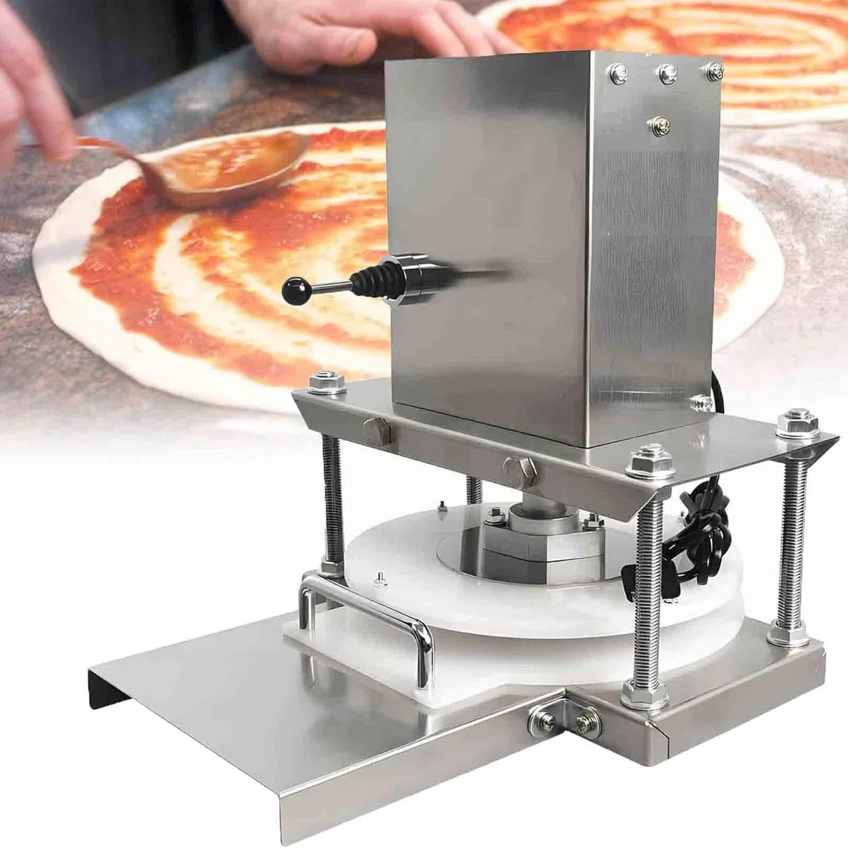 Pressa elettrica for pasta for pizza, pressa for pasticceria manuale for uso domestico, pressa for crosta di pizza commerciale con piastra in acciaio inossidabile for fare la pizza
