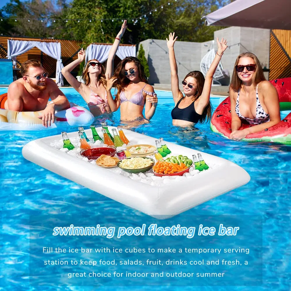 Bar Galleggiante da Piscina, Servizio Gonfiabile Insalata Barra, Buffet Gonfiabile per Raffreddamento con Tappo di Scarico, per Birra Insalata Spuntini Bevande per Feste Festa Estiva Bar