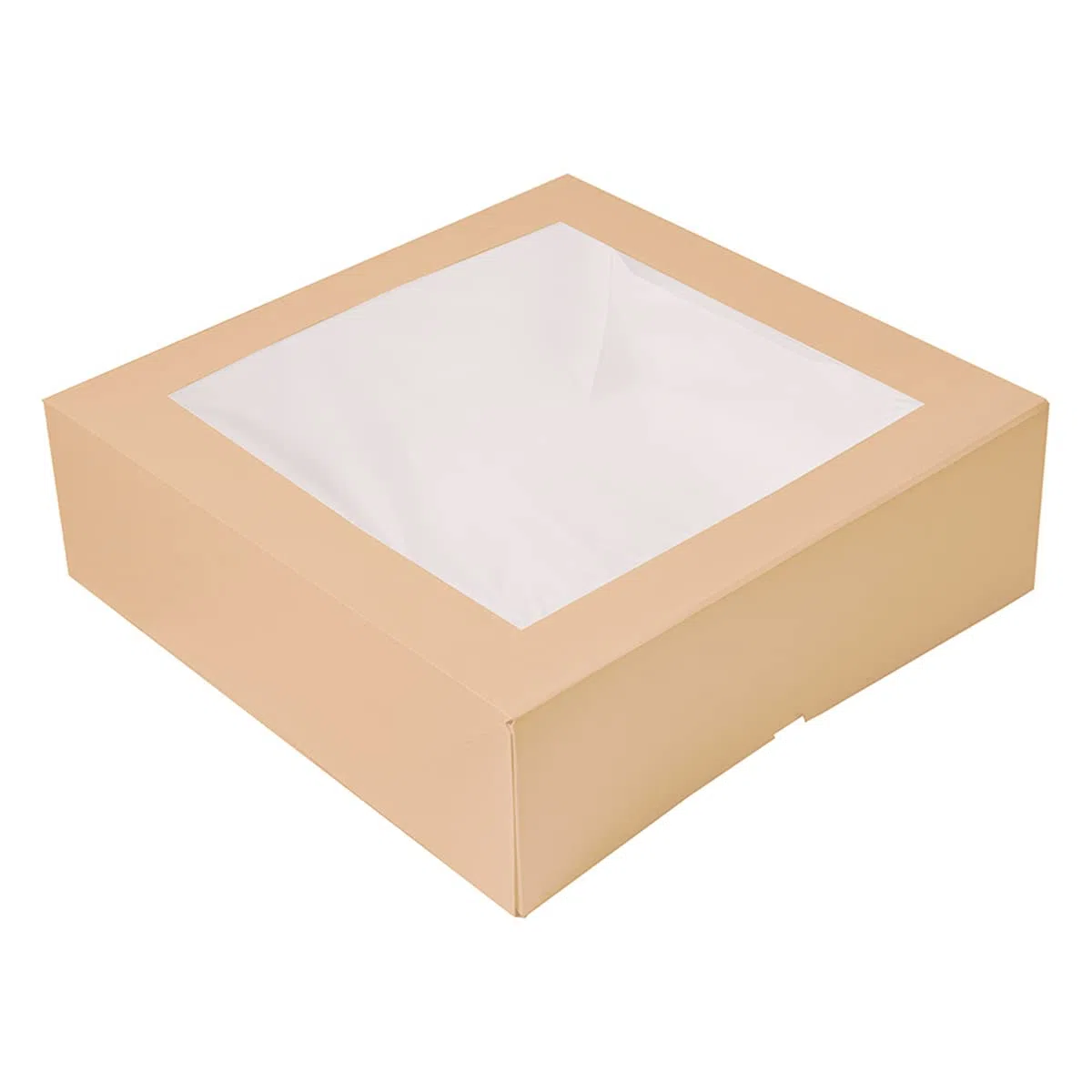 50 pezzi - Scatole per pasticceria con finestra 'Thepack' 240 G/M2 + Opp 32 x 32 x 10 cm naturale cartone ondulato Nano-Micro
