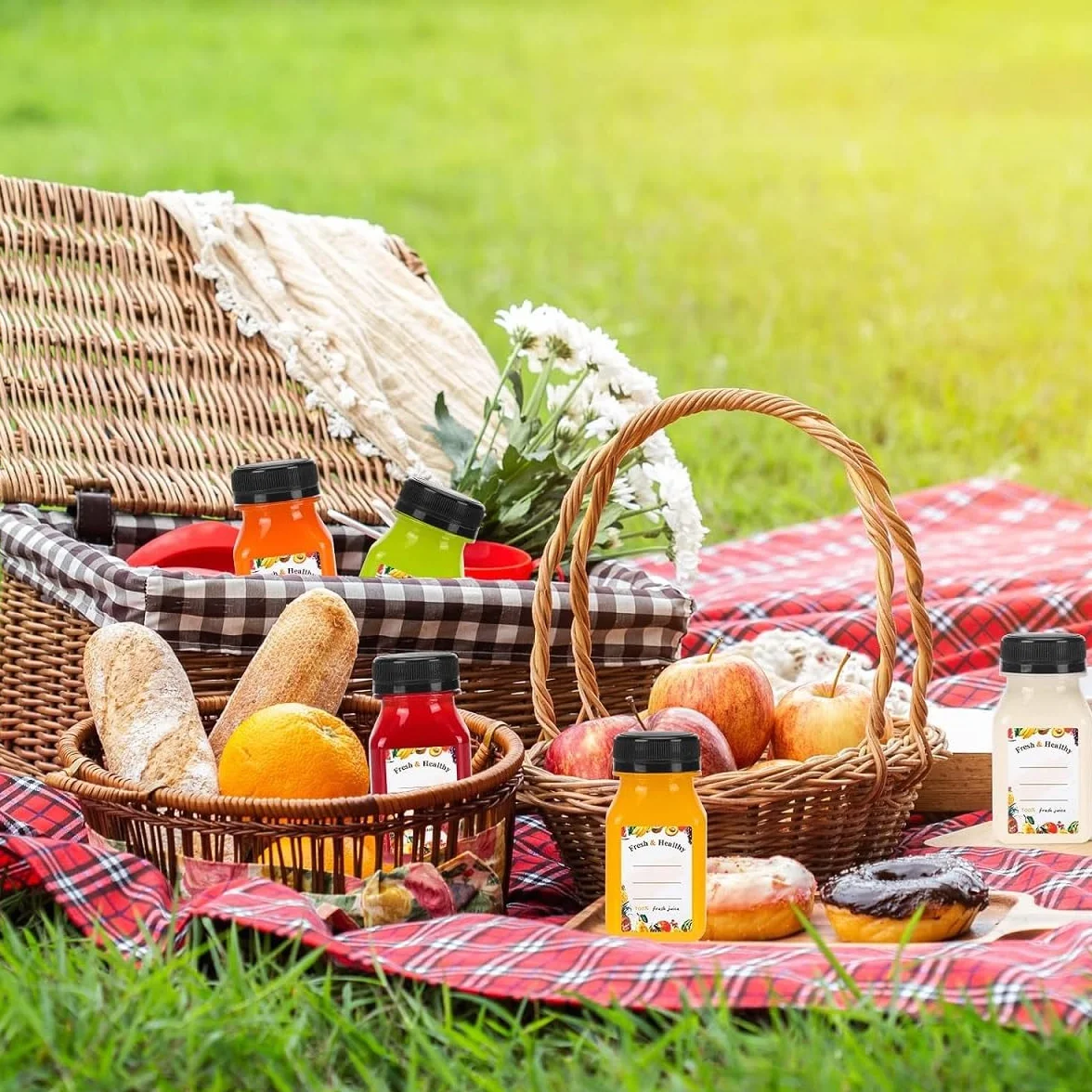 10 Pezzi Riutilizzabili Flaconi per Succhi di Frutta,Bottiglie di Plastica per Succhi di Frutta,Bottiglie Smoothie Trasparenti,Bottiglia di Succo per Succo Frigo Latte Acqua Shots,120ml