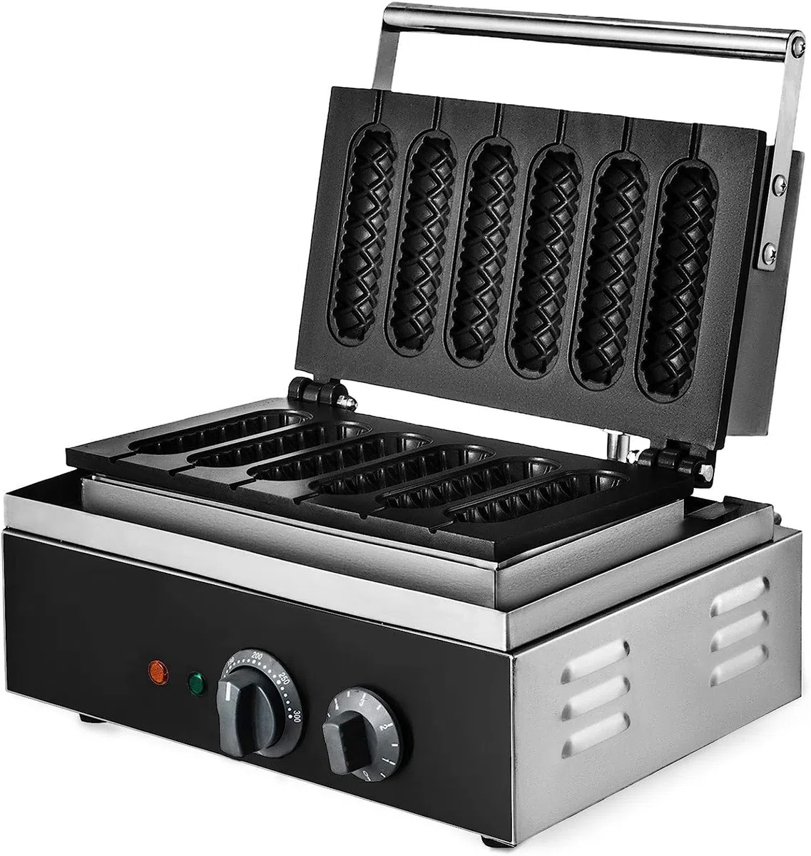 VEVOR 1500W Lolly Waffle Maker Lecca Commerciali 6 pezzi Waffle Maker Antiaderenti Hot Dog Waffle Maker 220V Macchina per Waffle in Acciaio inossidabile