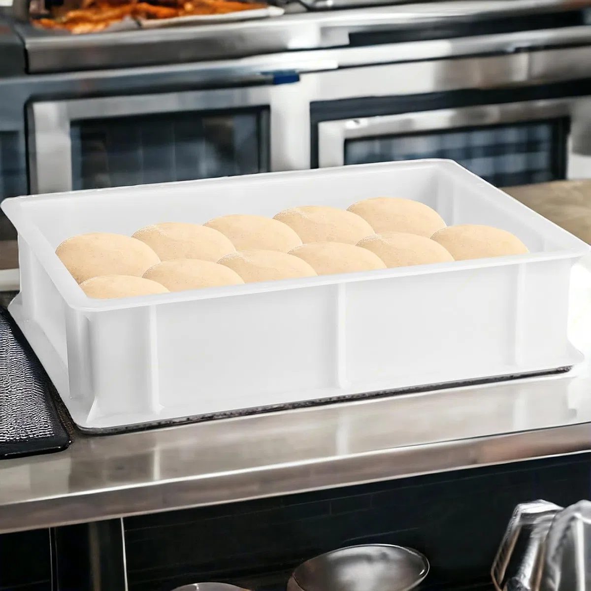 Set 5 Cassetta con Coperchio impasti palline Pizza Pane panette 30x40x13 per alimenti certificata certificata per alimenti litri 12 professionale impilabile sovrapponibile