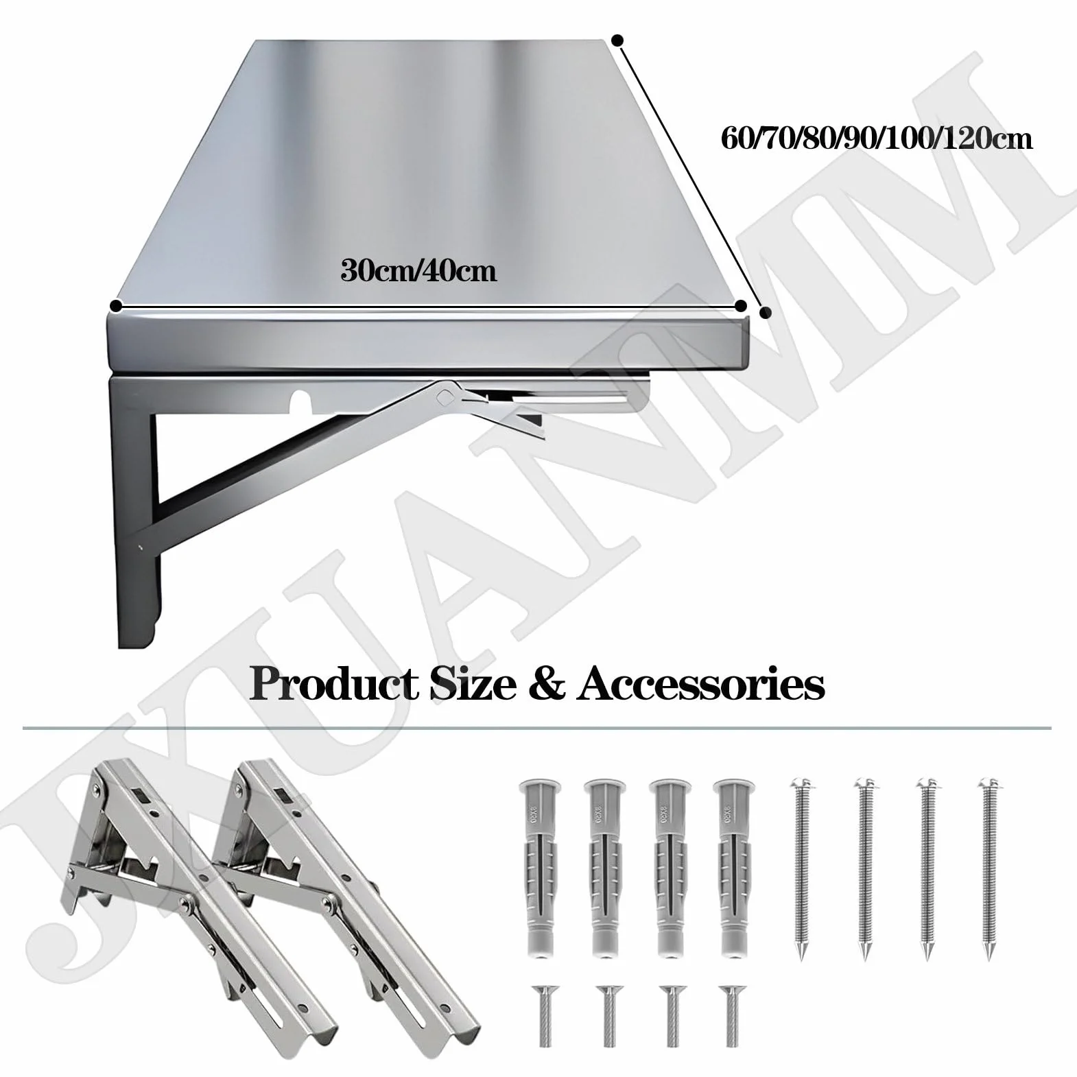 Mensola pieghevole da parete in acciaio inossidabile, mensole da parete per uso commerciale, per camion, rimorchi, finestre, ristorante, cucina, casa, ripostiglio, garage, 90 x 40 cm