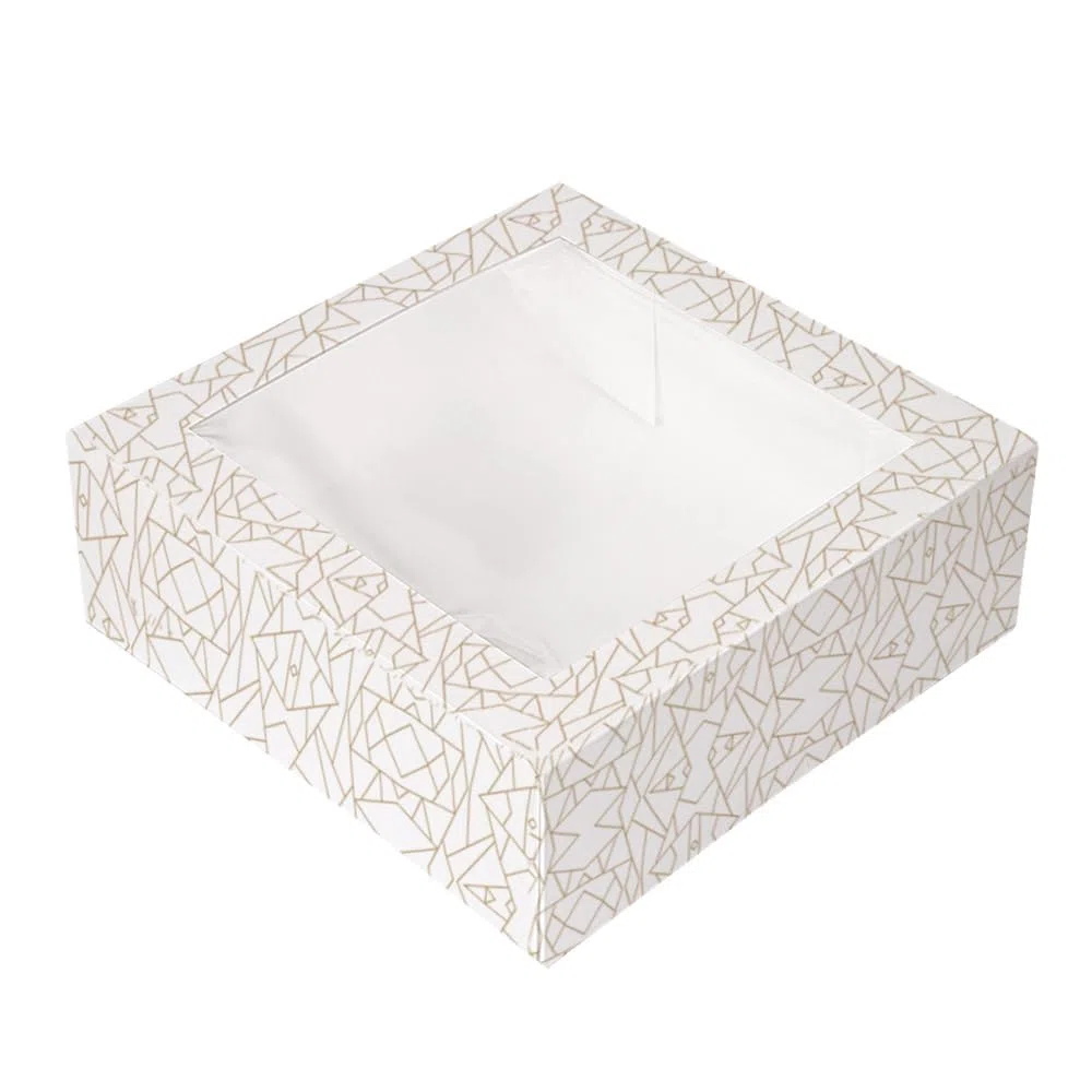 Garcia de Pou 50 pezzi - Scatole Pasticceria con Finestra 'Thepack' 250 G/M2 + Opp 30 x 30 x 8 cm Bianco Cartone Ondulato Nano-Micro