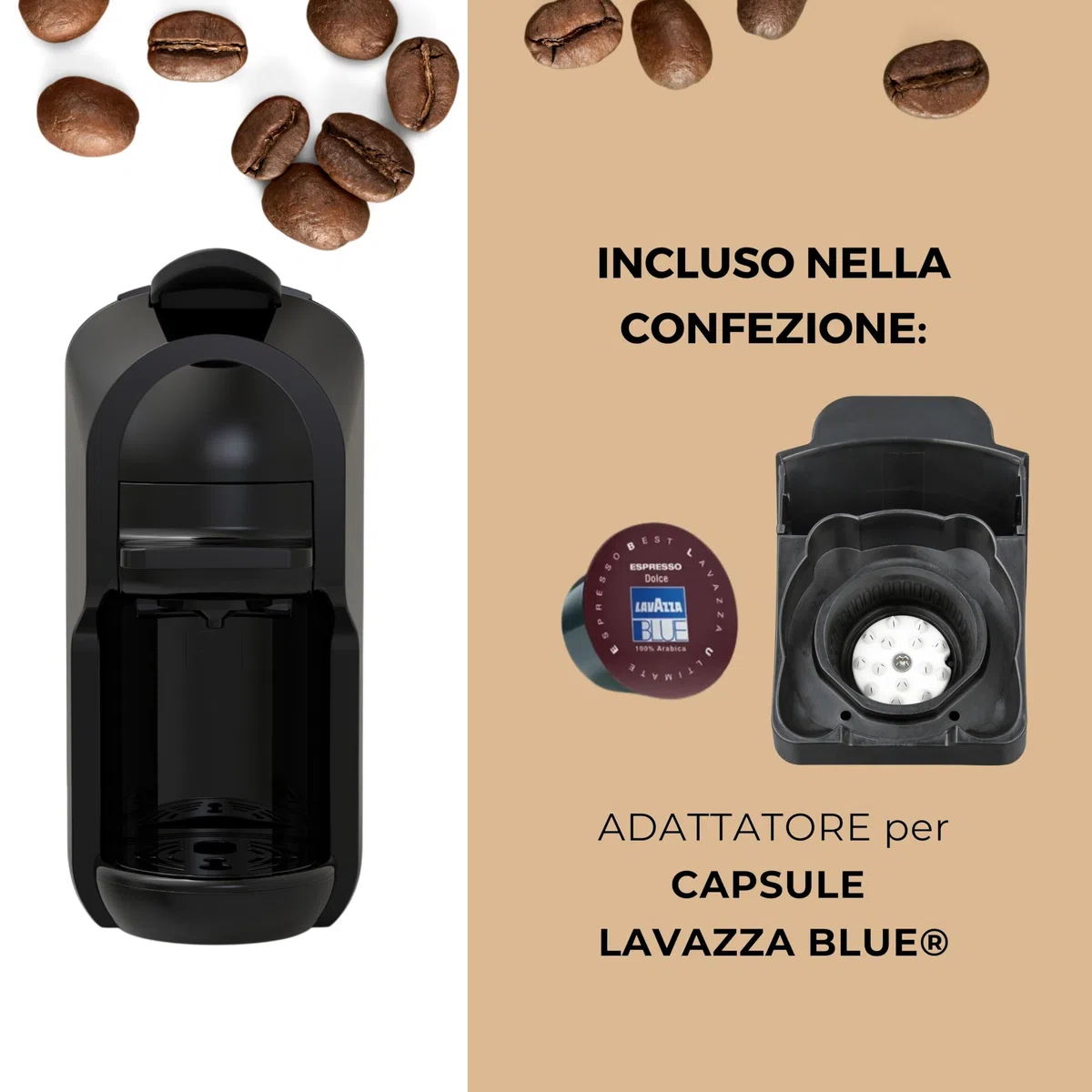 DIGIQUEST Macchina da caffè Multicompatibile COFFY | Modulo per capsule Lavazza Blue® Incluso | Caffè corto e lungo | Potenza 1450 W| 0,6 Litri | 19 Bar | Adatta ai gusti di tutti