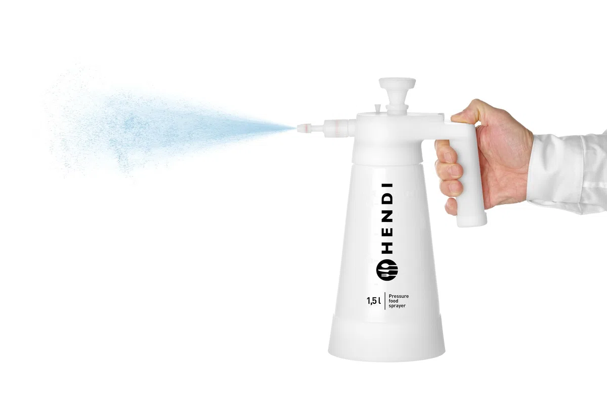 HENDI Spruzzatore alimentare a pressione, nebulizzatore, spray, spruzzo, attomizzatore, polverizzatore, adatto al contatto con gli alimenti, ugello regolabile, 1,5L, HDPE