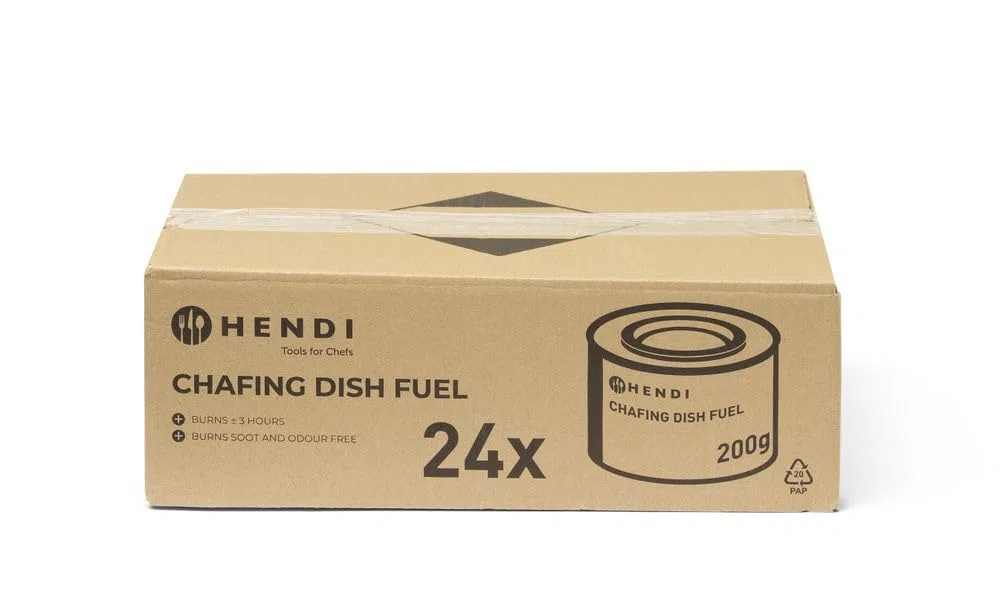 HENDI Pasta combustibile per chafing dish, senza fuliggine e inodore, combustione circa 3 ore, confezione da 24 lattine da 200 g