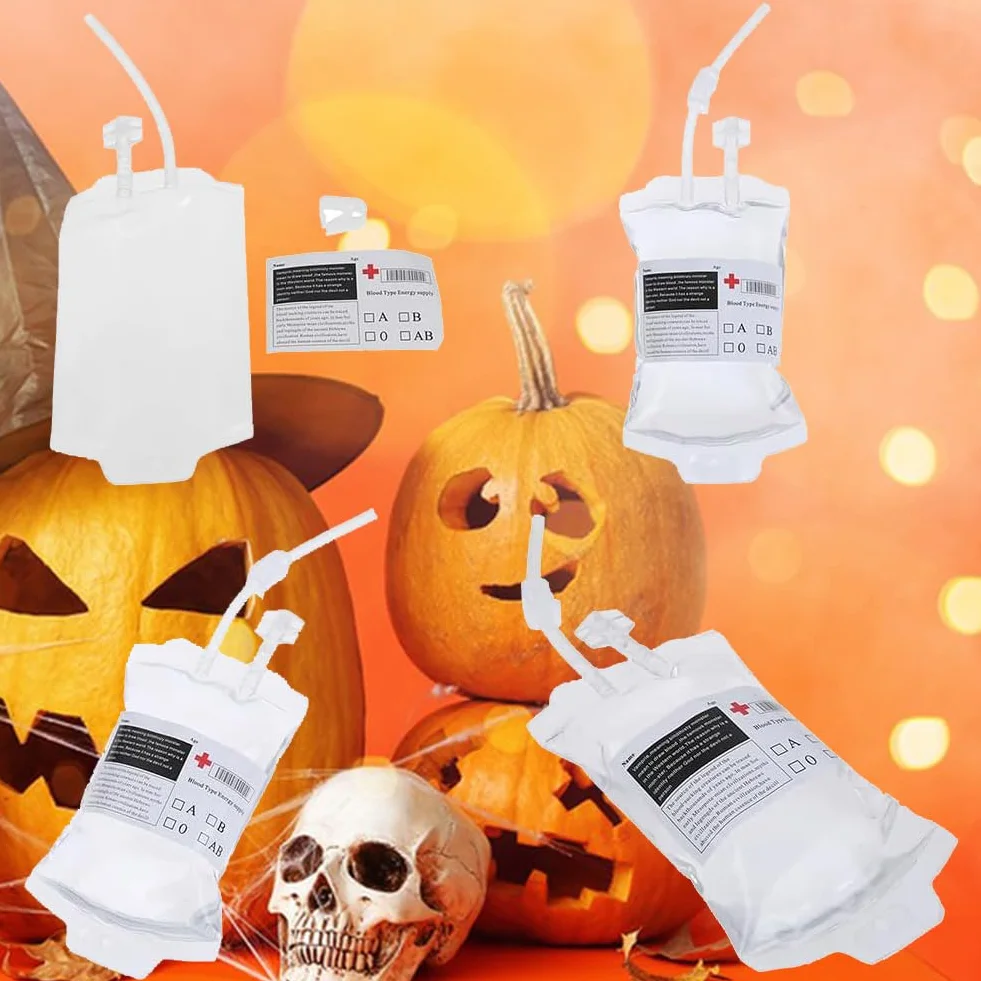 Sacca Per Sangue, Contenitore Per Bevande Per Feste, Sacca Di Sangue, 8 Pcs 350ml Borsa Per Bevande Di Halloween, Sacca Di Sangue Vampire, Sacchetti Per Bevande Tema Sangue, Sacche Di Sangue Finte