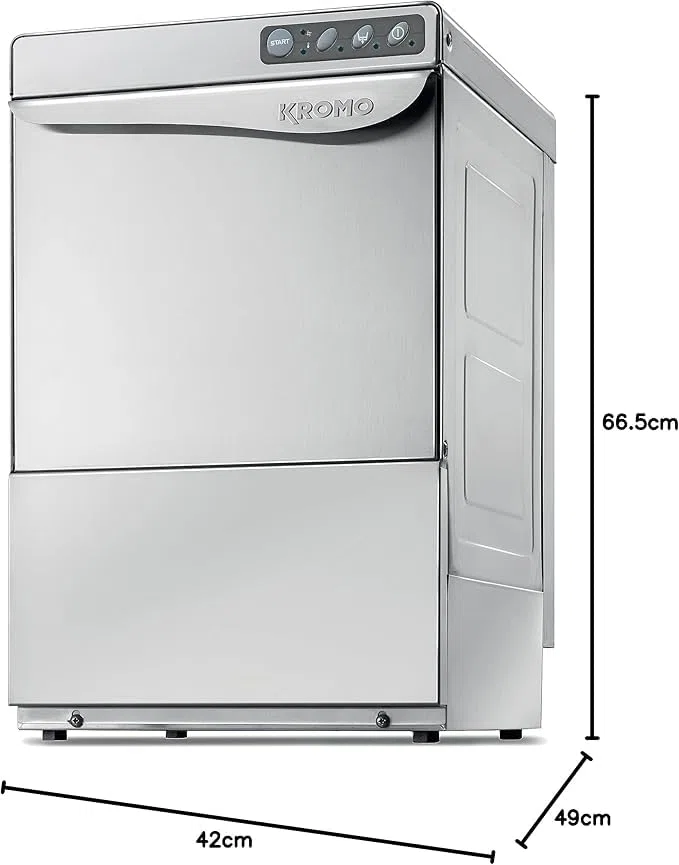 MBH - Lavabicchieri professionale KROMO AQUA 37 in acciaio inossidabile SENZA pompa di scarico. Macchina lavastoviglie per cucina industriale di bar, ristorante e ristorazione.