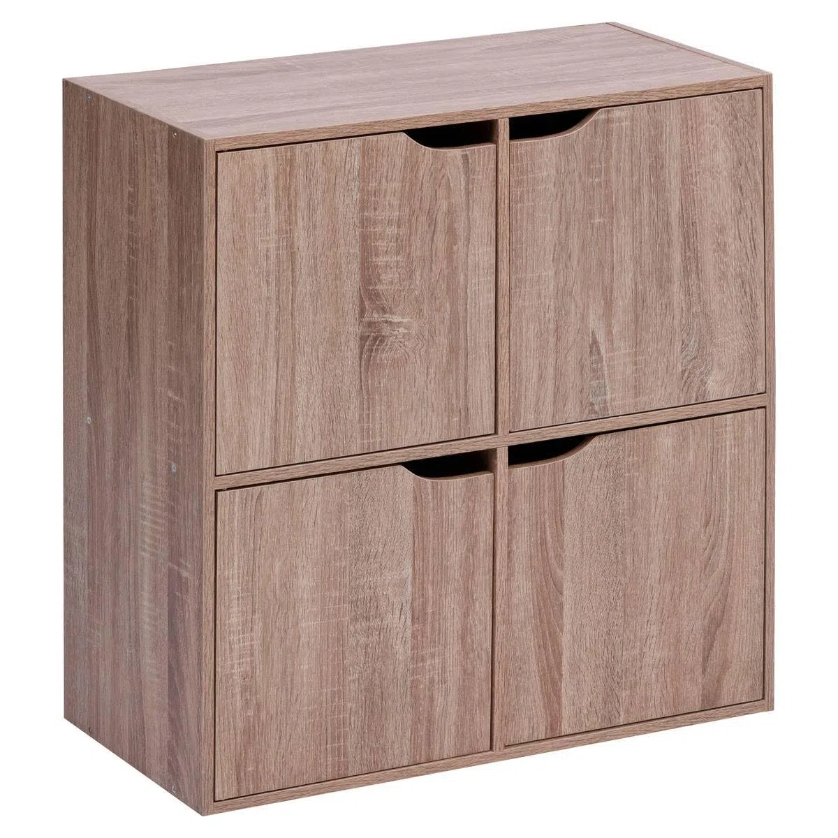 5Five - Scaffale contenitore con ante miste beige - 4 scomparti - 67,5x32x67,5 cm - Organizzazione della casa, soggiorno, camera da letto, accessorio per ufficio