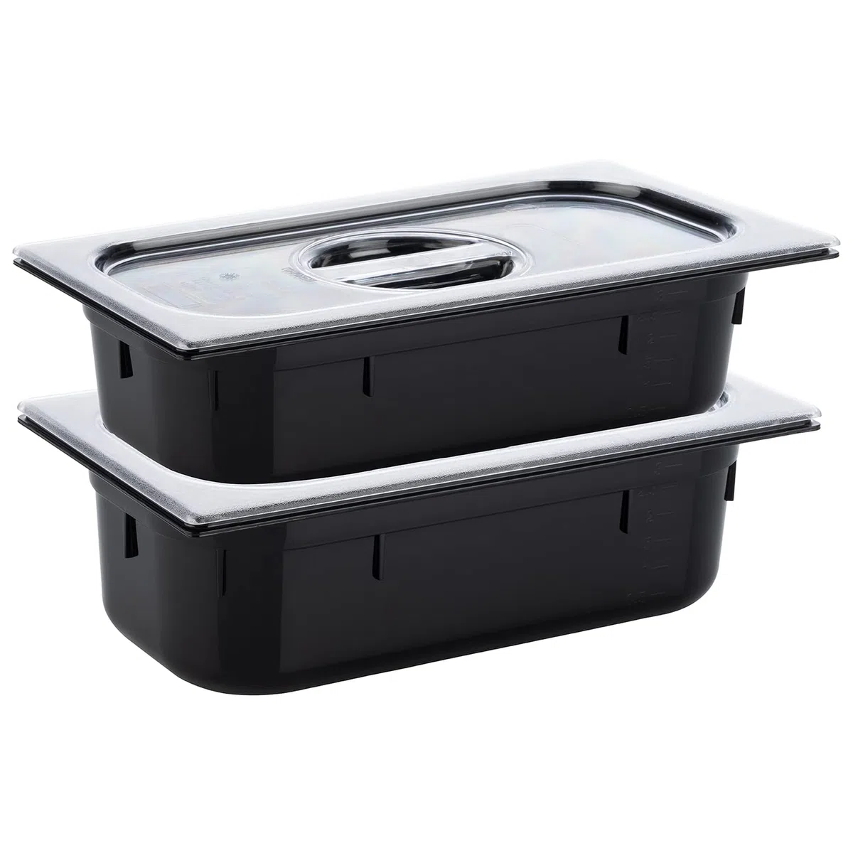 APS 82069 GN 1/3 Contenitore Gastronorm, in policarbonato, dimensioni 325 x 175 mm/altezza 100 mm/volume 3,6 litri, nero