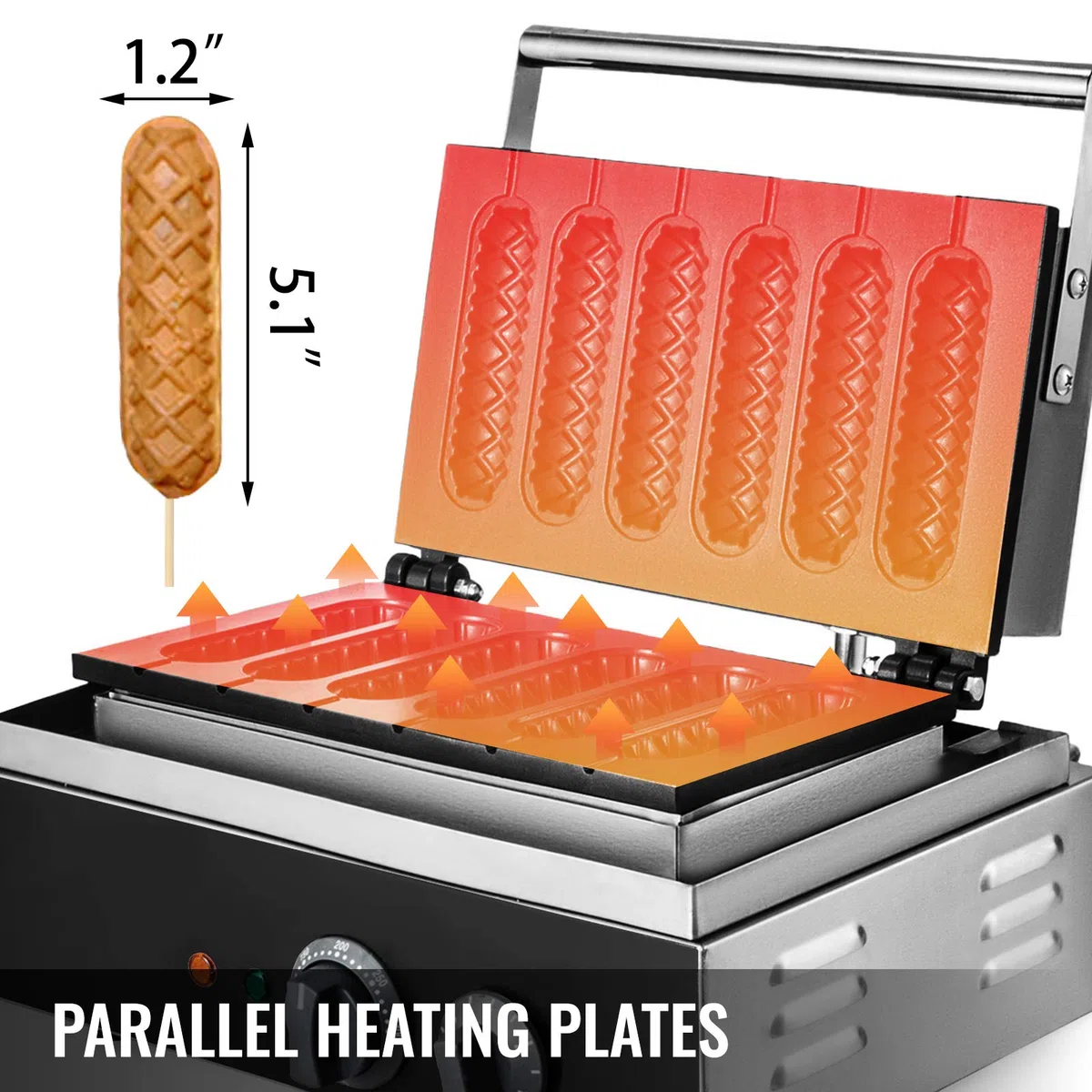 VEVOR 1500W Lolly Waffle Maker Lecca Commerciali 6 pezzi Waffle Maker Antiaderenti Hot Dog Waffle Maker 220V Macchina per Waffle in Acciaio inossidabile