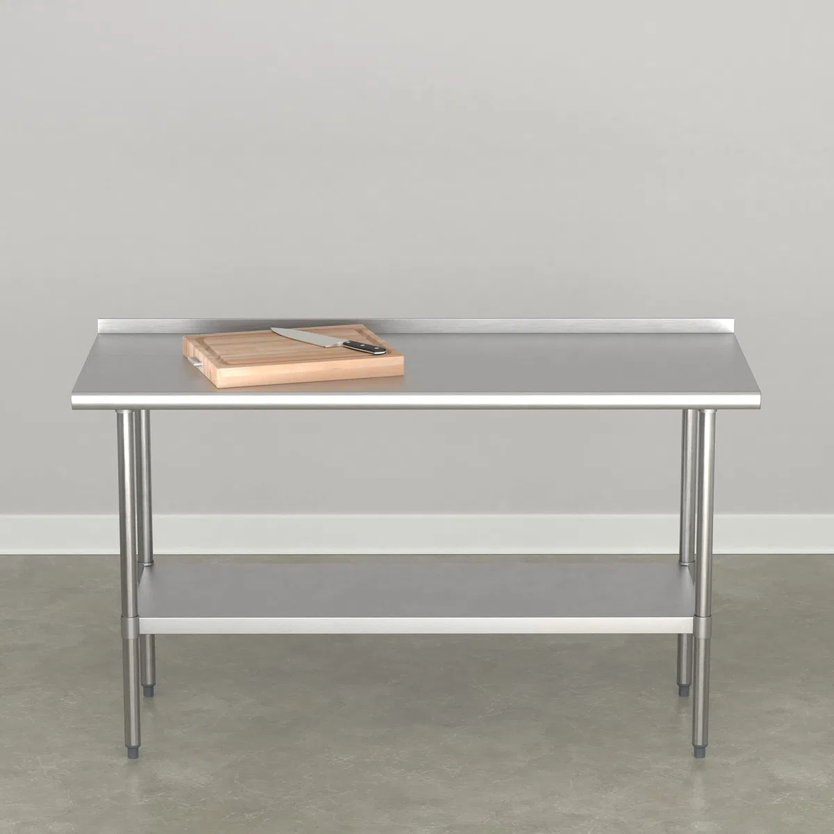 Amazon Basics Tavolo da lavoro in acciaio inossidabile con paraschizzi, certificato NSF, 61 x 152 cm, Argento