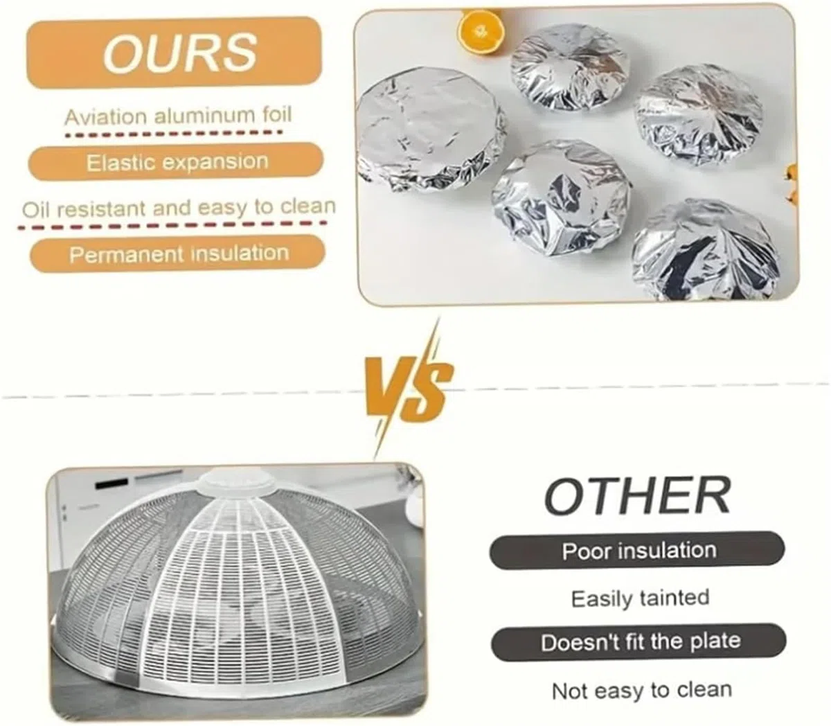 Coperchio isolante per alimenti in alluminio pop-up, coperchi riutilizzabili in alluminio con protezione termica, bordo elastico, resistente al calore, ciotole/pentole/contenitori da cucina(20PC)