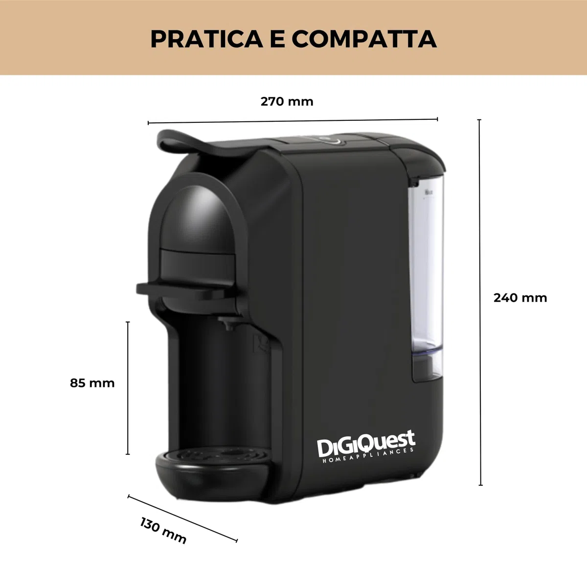 DIGIQUEST Macchina da caffè Multicompatibile COFFY | Modulo per capsule Lavazza Blue® Incluso | Caffè corto e lungo | Potenza 1450 W| 0,6 Litri | 19 Bar | Adatta ai gusti di tutti