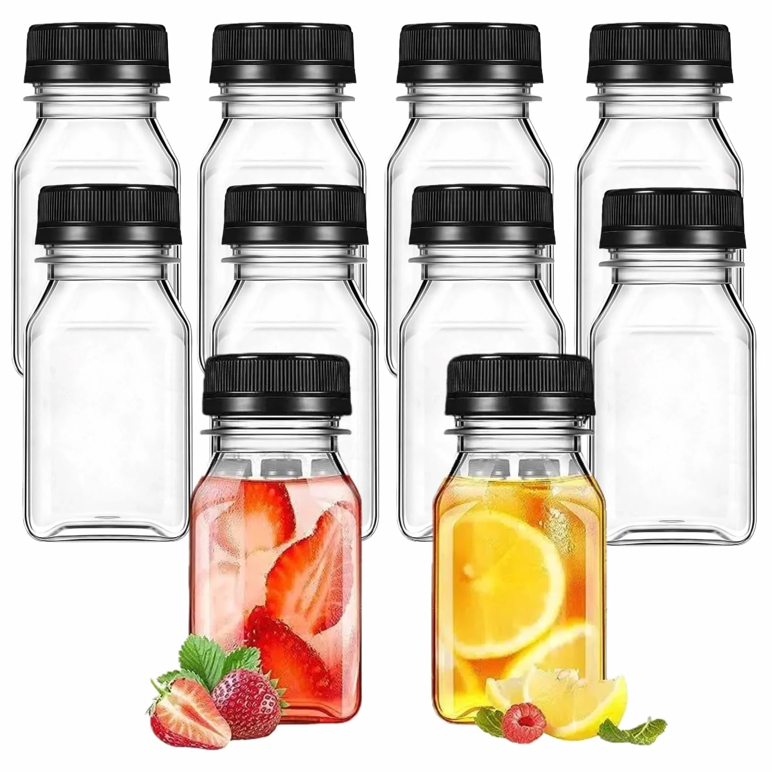 10 Pezzi Riutilizzabili Flaconi per Succhi di Frutta,Bottiglie di Plastica per Succhi di Frutta,Bottiglie Smoothie Trasparenti,Bottiglia di Succo per Succo Frigo Latte Acqua Shots,120ml