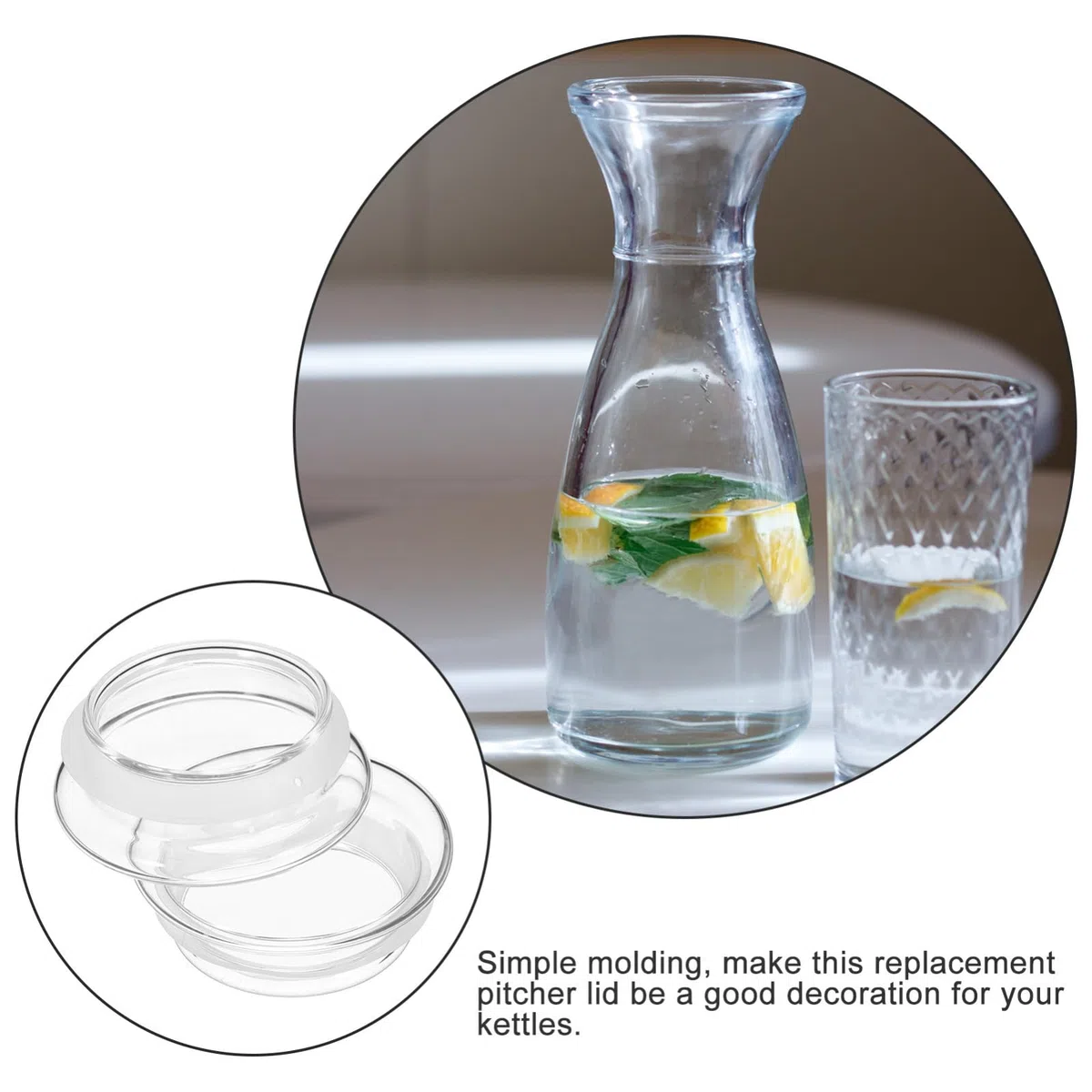 STAHAD Coperchio per Brocca in Vetro 2 Pezzi Tappo di Sostituzione in Silicone e Vetro Protegge Liquido Interno per Caraffa
