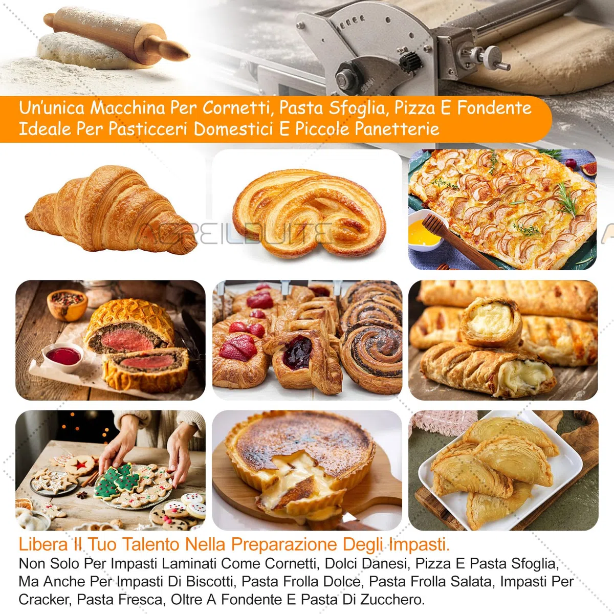 Sfogliatrice Elettrica Per Pasta, Sfogliatrice Pieghevole Per Panetteria/Pizza/Croissant/Pasta Fondente, Acciaio Inossidabile+Spessore Regolabile 2-30 Mm+Impasto Reversibile,40×17.7in Tavola