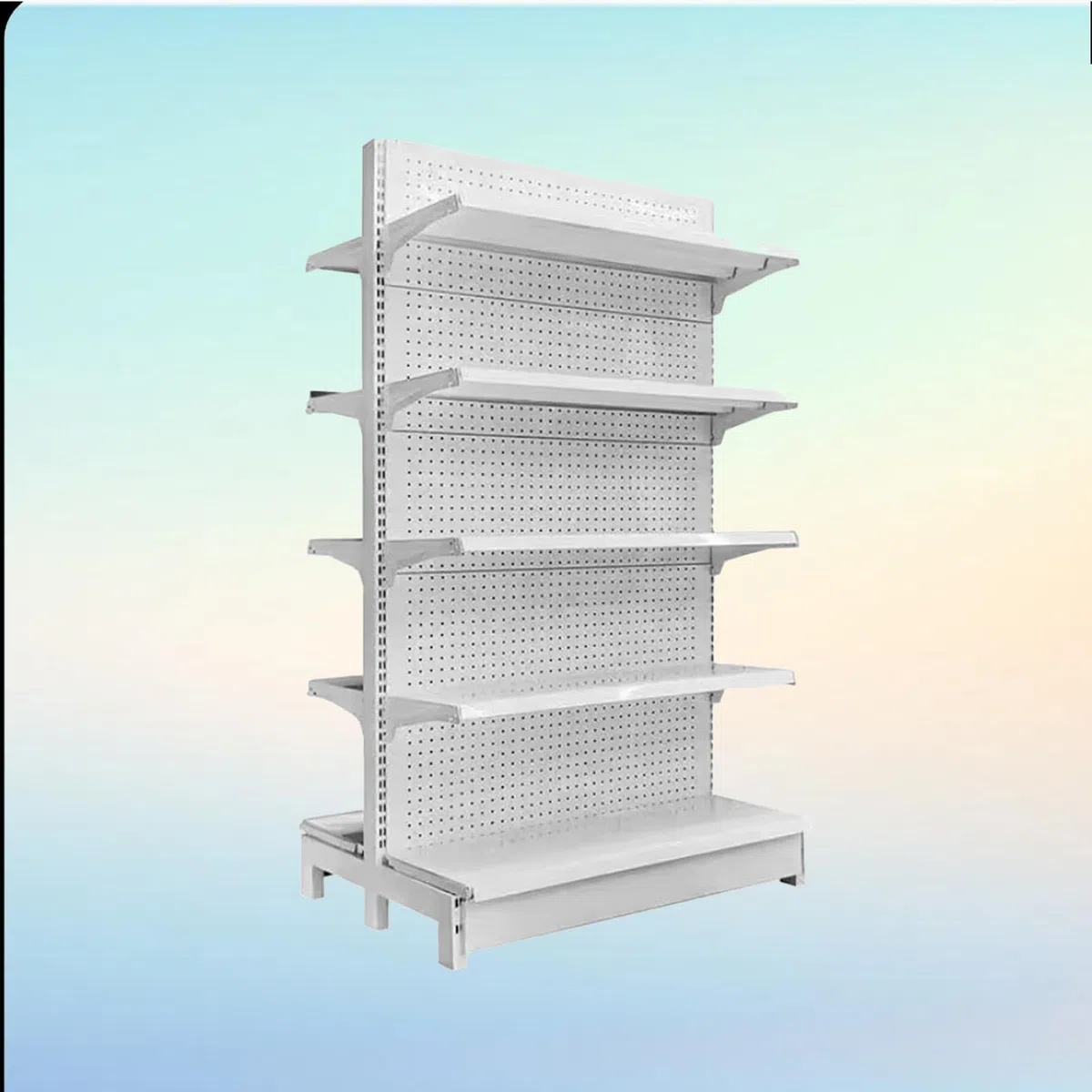 Generico Scaffale espositivo a Gondola per Negozi - Scaffali per supermercati e minimarket, Versatile unità a Parete per generi Alimentari, liquori, Articoli per Ufficio (Bianco, 90x80x135 cm)